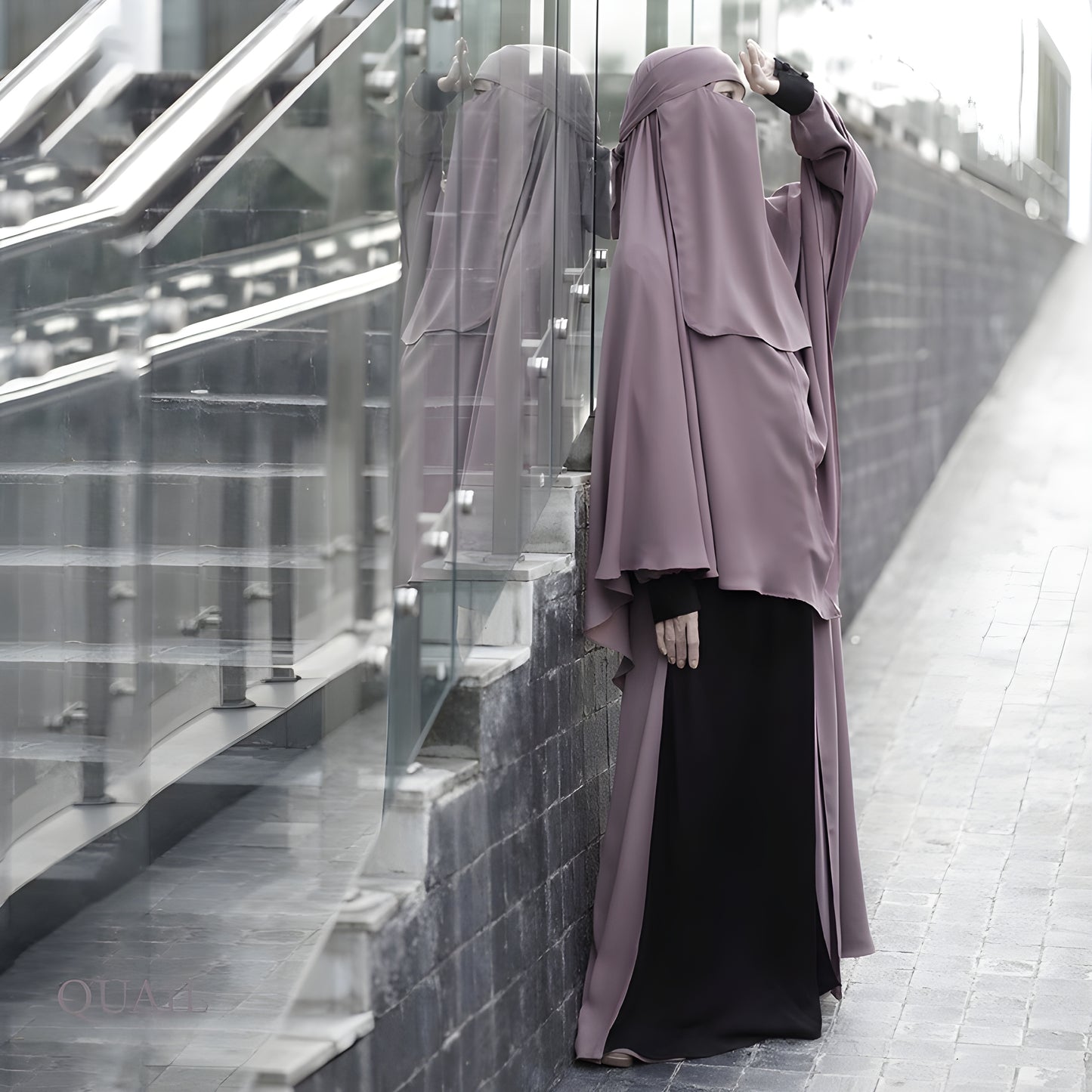 Abaya Hawra Series in Quail mix Formal Jetblack color.