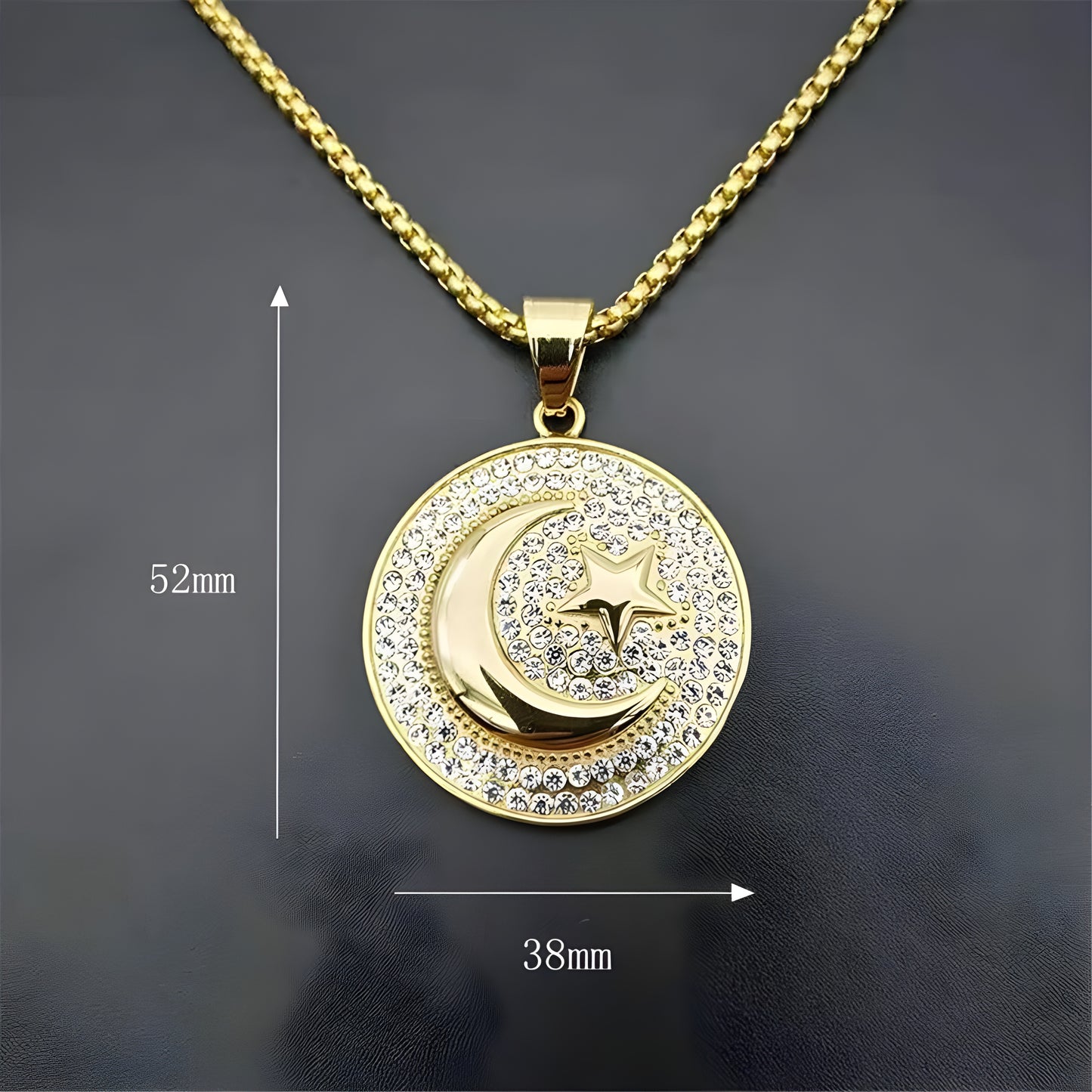 Islamic Stainless Steel Crescent Moon Necklace