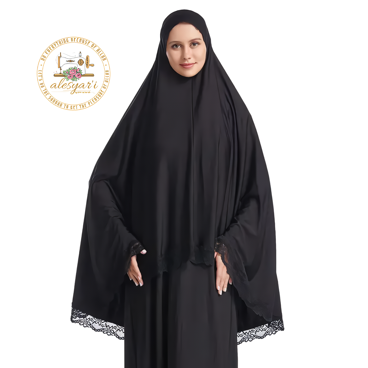 Alesyari Shop I Long Khimar Hijab for Muslim Women in Soft Solid Colors, Perfect for Ramadan and Eid Prayer