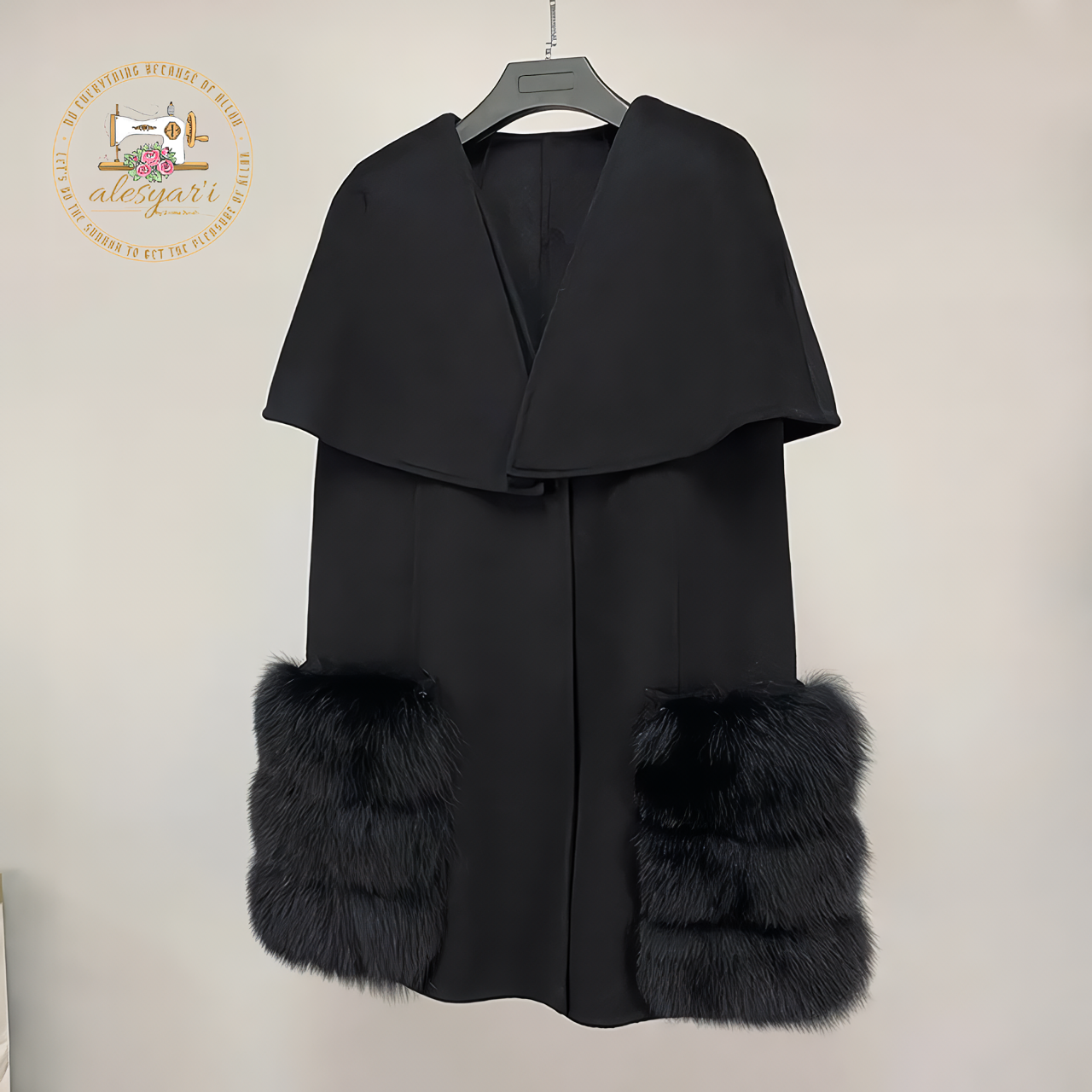 Alesyari Shop I Luxurious Womens Real Wool Cashmere Fur Vest with Stunning Long Fox Fur Overcoats