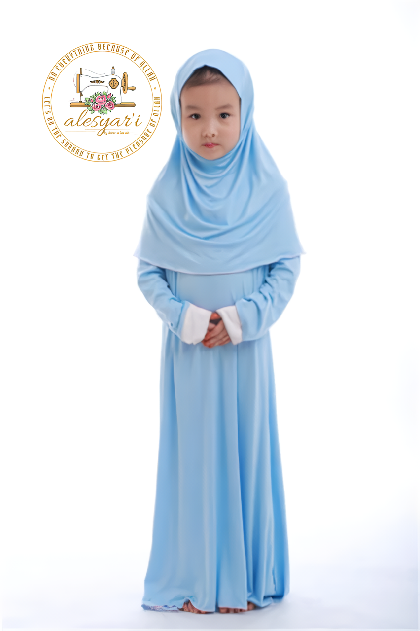 Alesyari Shop I Children's Ramadan Ensemble with Prayer Dress, Hijab, Abaya, and Robe for Girls, Perfect for Eid Party and Special Occasions