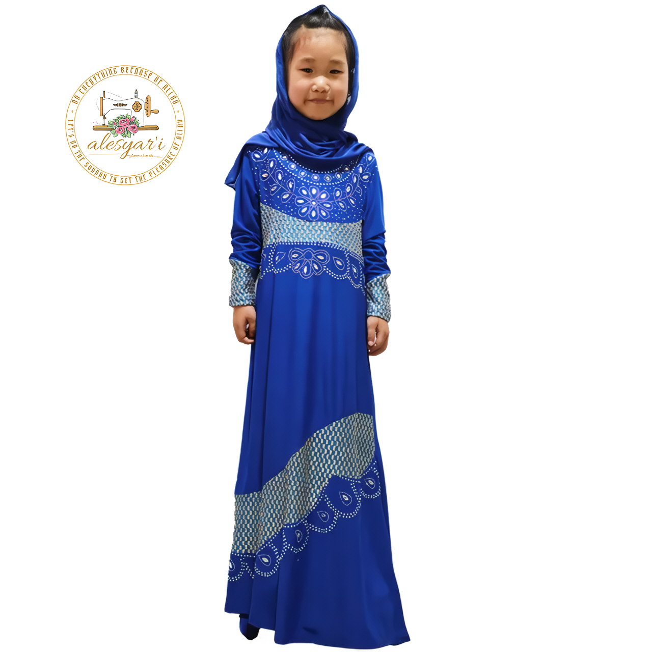 Alesyari Shop I Chic 2-Piece Muslim Dress Set for Girls Ramadan Abayas with Abaya Hijab, Ideal Islamic Clothing for Prayer