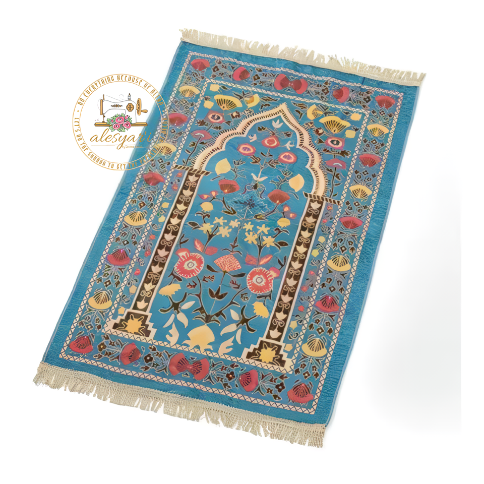 Alesyari Shop I Experience Sacred Comfort: Portable Islamic Prayer Mat for Muslim Worship and Home Decor