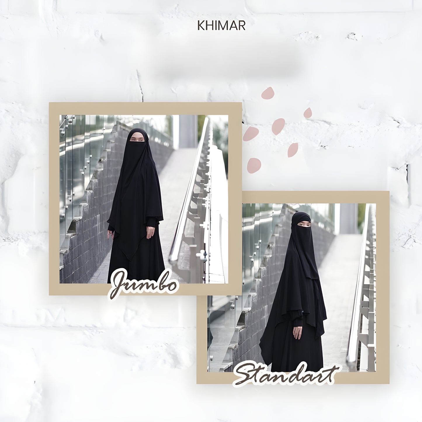 The difference between the standard khimar size and the jumbo khimar size.