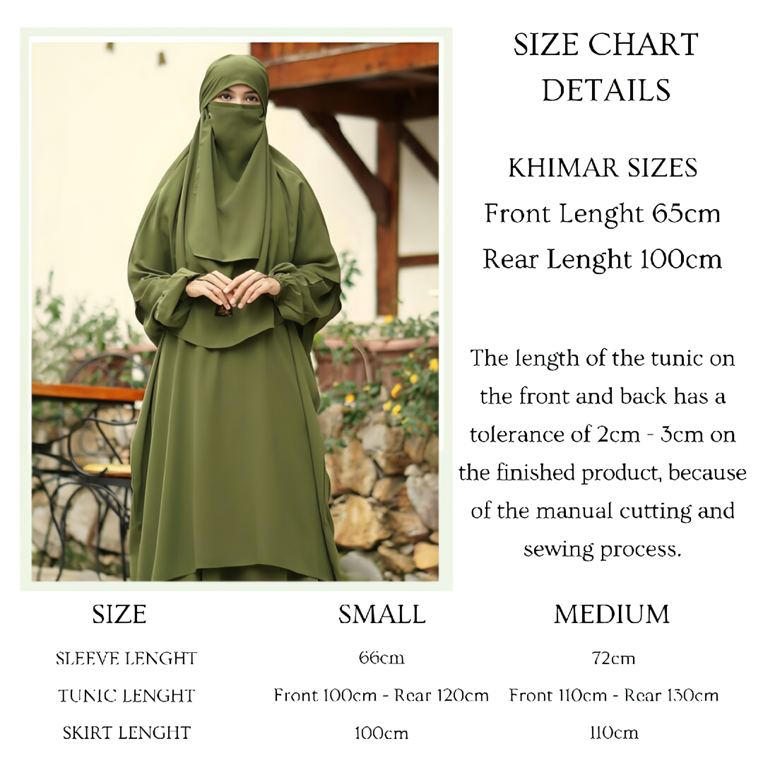 Alesyari Shop I Shafa Tunic with French Khimar, Long Skirt, Transformer Hijab, Instant Jilbab, and Optional Half Niqab Veil