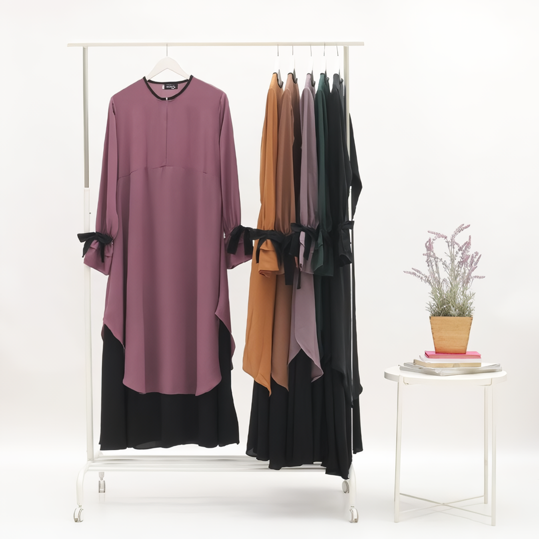 Alesyari Shop I Lavender - Sabira Modest Abaya Ramadan Eid Series with Soft-Pad or Non-Pad Khimar, and Half Niqab Veil or Niqab Bandana