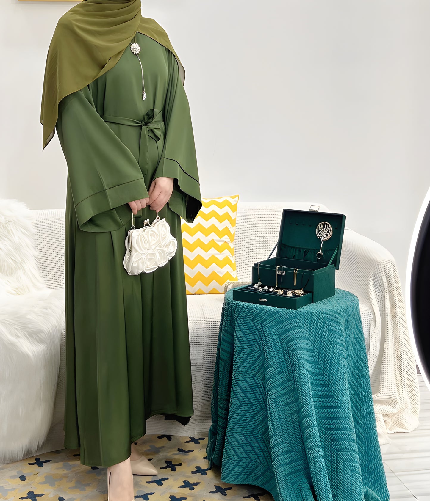 Alesyari Shop I Simple Muslim Abaya Dress - Islamic Casual Wear, Turkish Dubai Style, Ideal for Ramadan and Eid (Without Shawl)