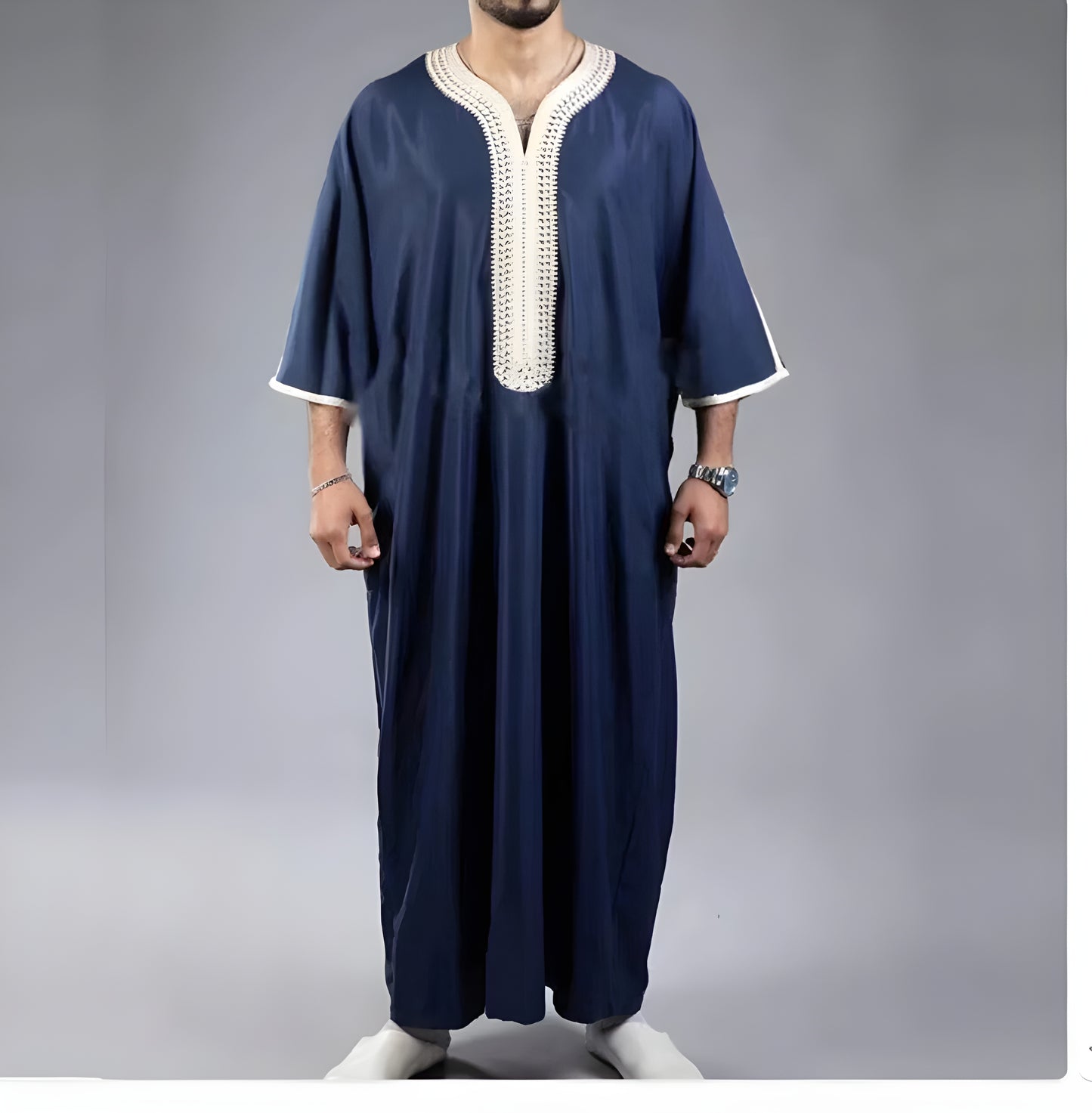 New 2023 Traditional Muslim Clothing Eid Middle East Jubba Thobe Men Thobe Arab Muslim Robes with Long Sleeves Gifts for Husband