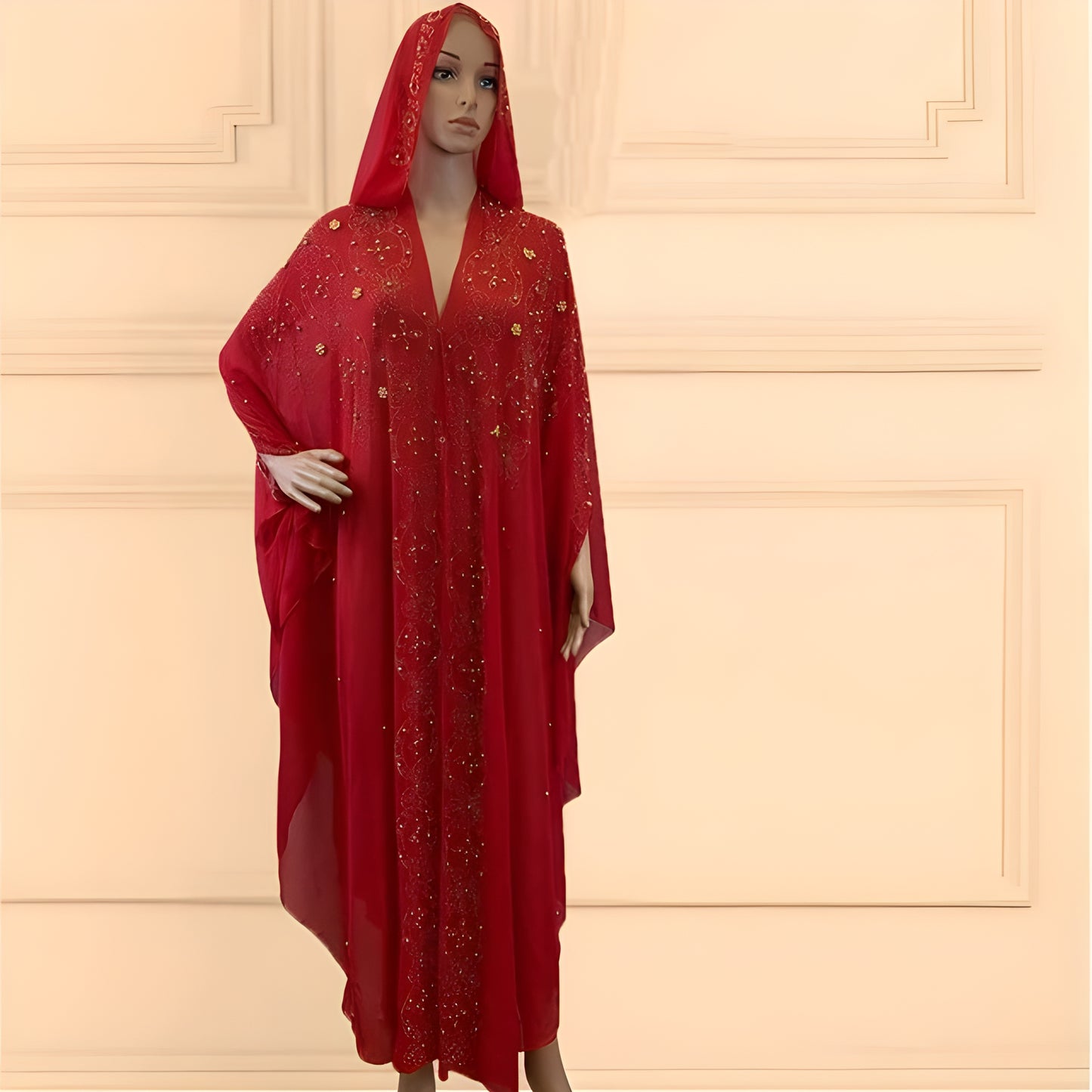 Alesyari Shop I New Trend: Beaded Chiffon Party Dress with Turkish Abaya Hijab – From Turkey to Africa, a Fashionable Muslim Open Kaftan Jubah