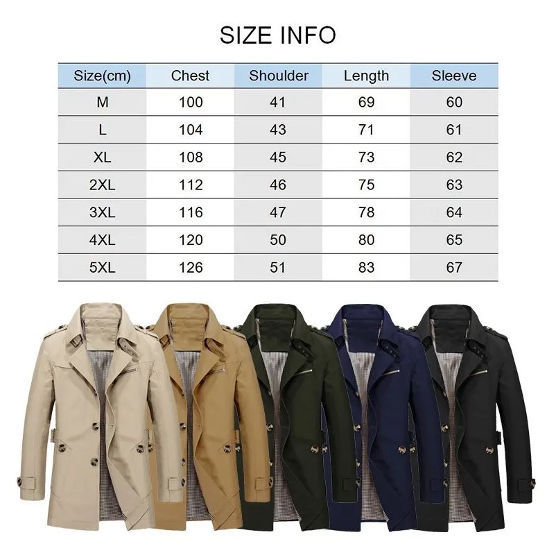 Men's Cotton Business Windbreaker: Stylish Long Jackets for 2023 Streetwear and Blazers