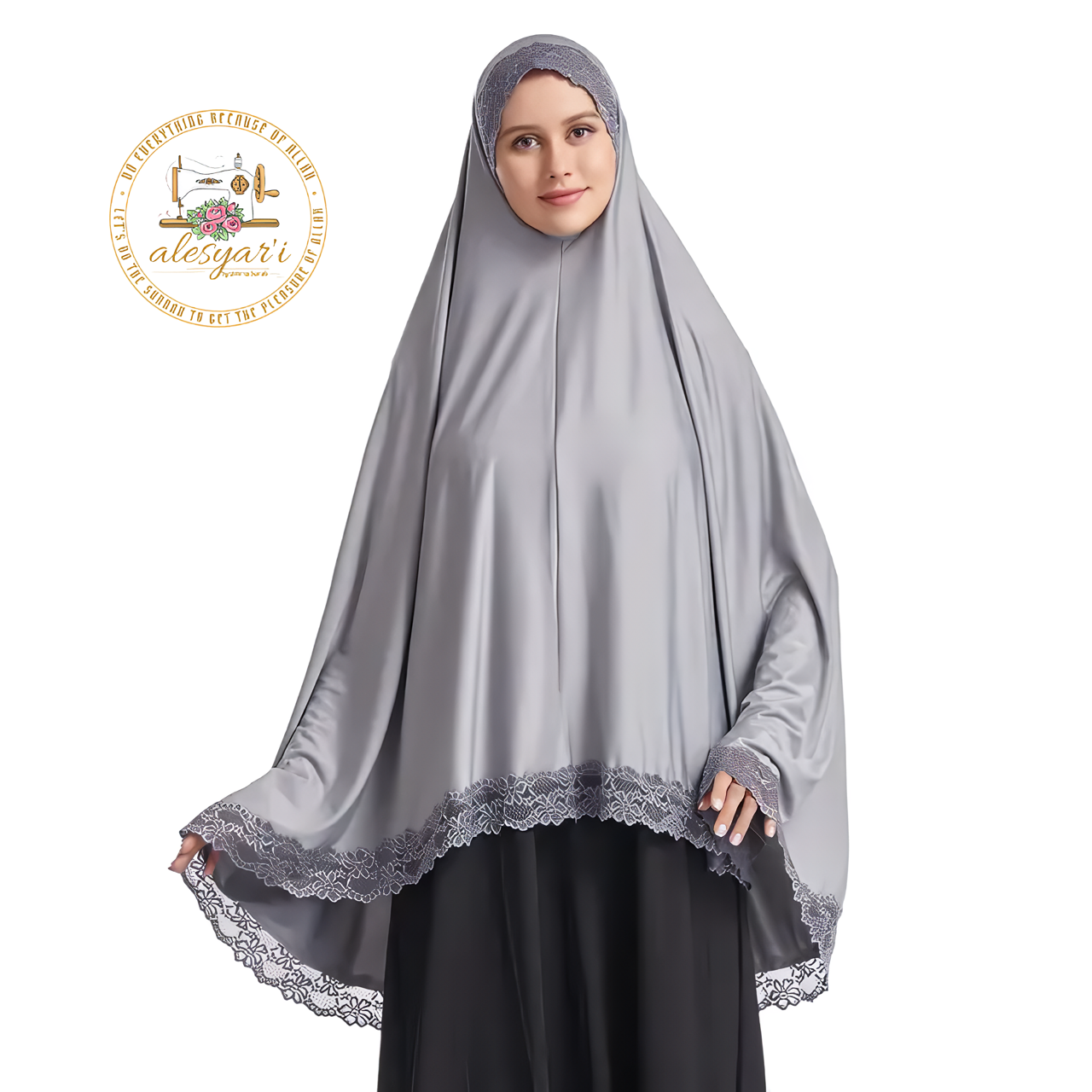 Alesyari Shop I Long Khimar Hijab for Muslim Women in Soft Solid Colors, Perfect for Ramadan and Eid Prayer