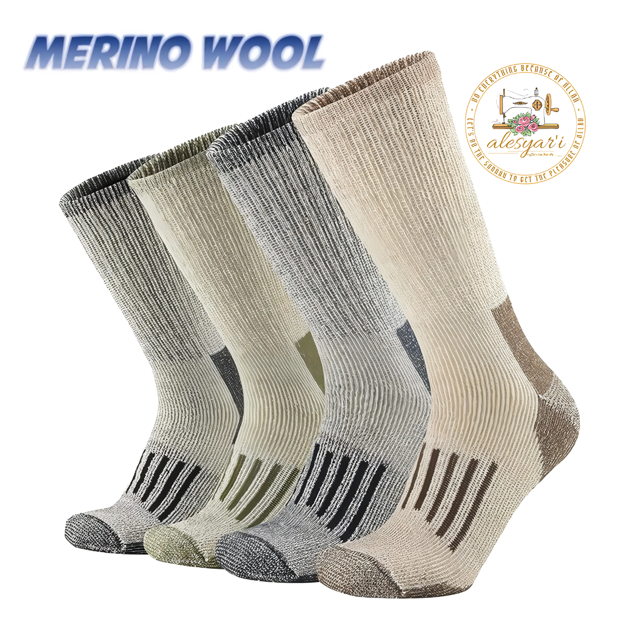 Alesyari Shop IPremium Merino Wool Hiking Socks: Cozy Warmth, Thick Cushioning, and Moisture-Wicking Performance for Men and Women in Euro Sizes