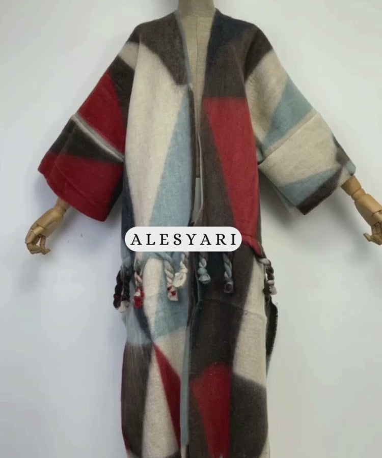 Alesyari Shop I Cozy Up in Style : Long Tassel Cardigan for Winter, Perfect for a Festive Christmas Look