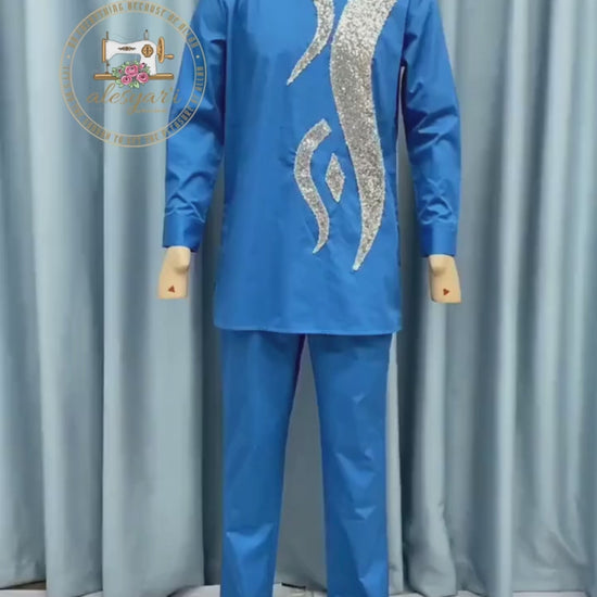 Alesyari Shop I Dashiki Men Suits with Long Sleeve Shirt and Trousers - 2-Piece Set Boubou