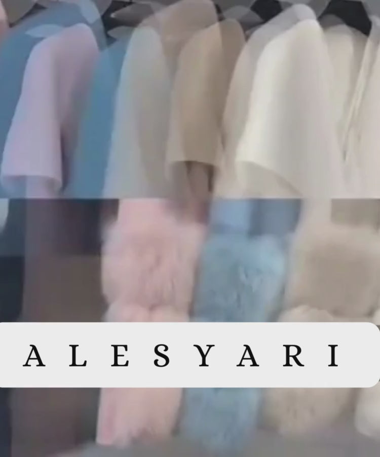 Alesyari Shop I Luxurious Women's Real Wool Cashmere Fur Vest with Stunning Long Fox Fur Overcoats