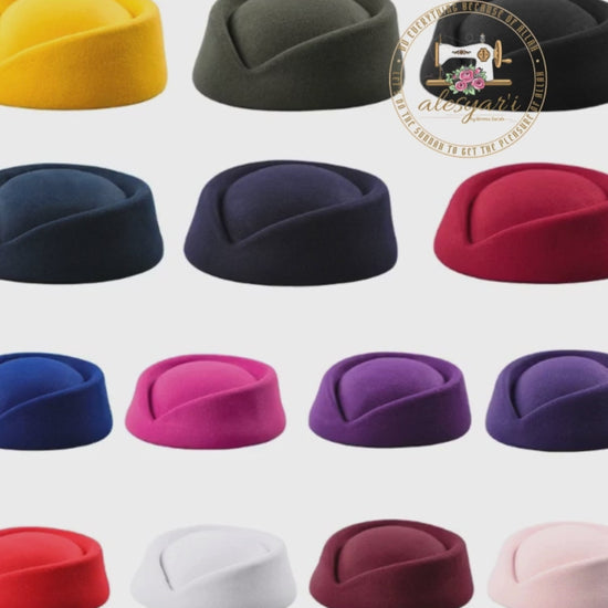 Alesyari Shop I Chic Solid-Colored Beret Caps Elevate Your Style with Air Hostess Cosplay in Sweet Business Uniform Live Shows