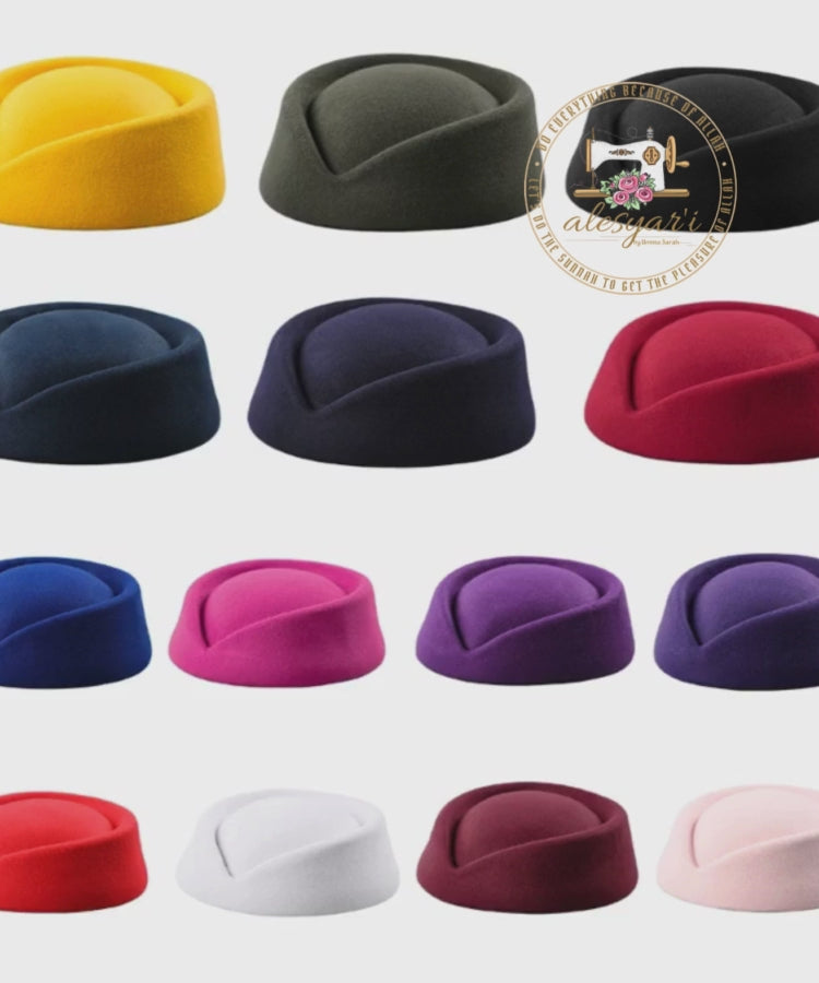 Alesyari Shop I Chic Solid-Colored Beret Caps Elevate Your Style with Air Hostess Cosplay in Sweet Business Uniform Live Shows