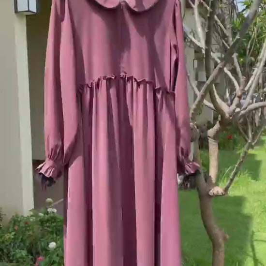 Alesyari Shop I Ash Rose Amira Abaya with Soft Pad Khimar - Elegant for Ramadan and Hijab