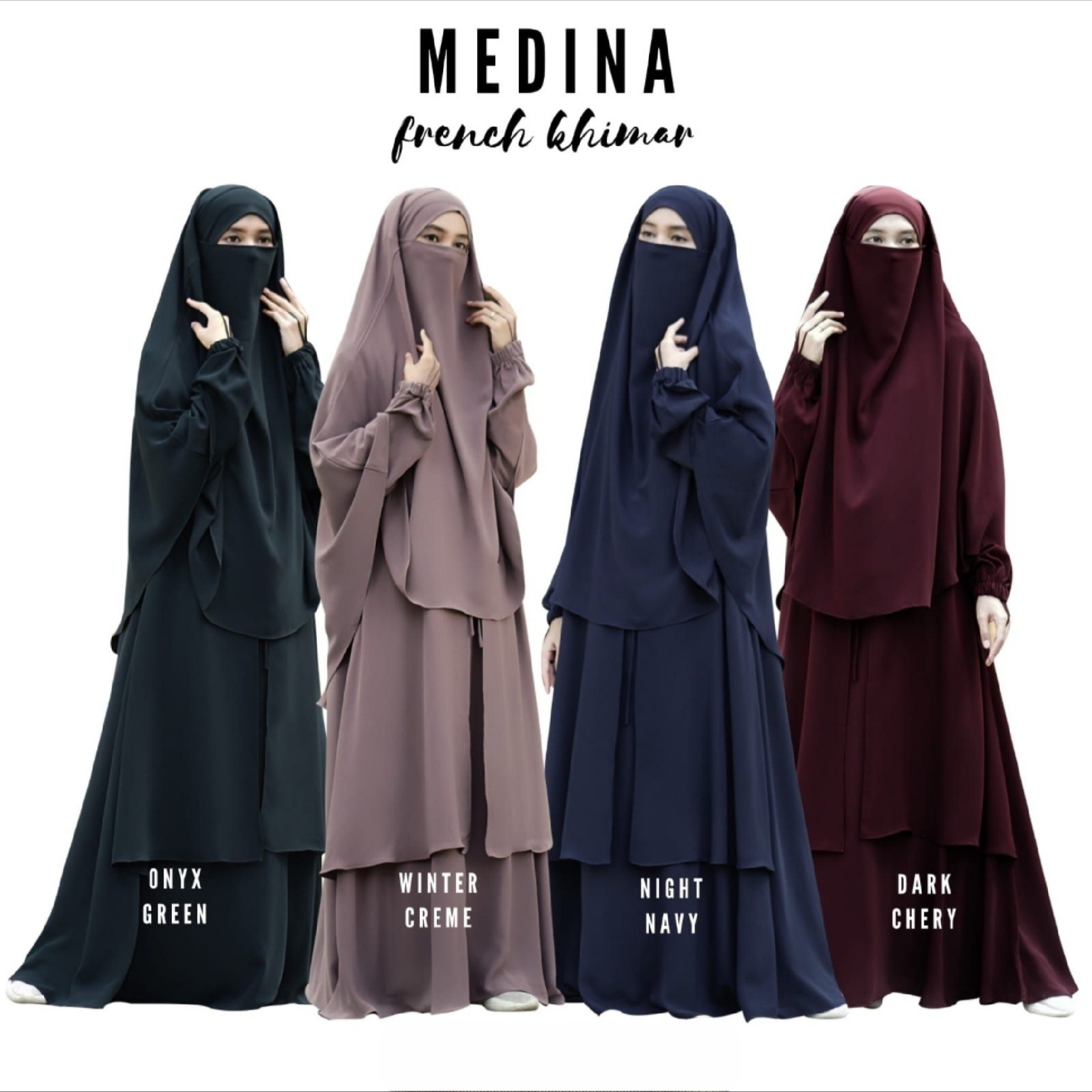 Abaya Medina with Anti-UV Fabric Transformer French Khimar Free Half Niqab