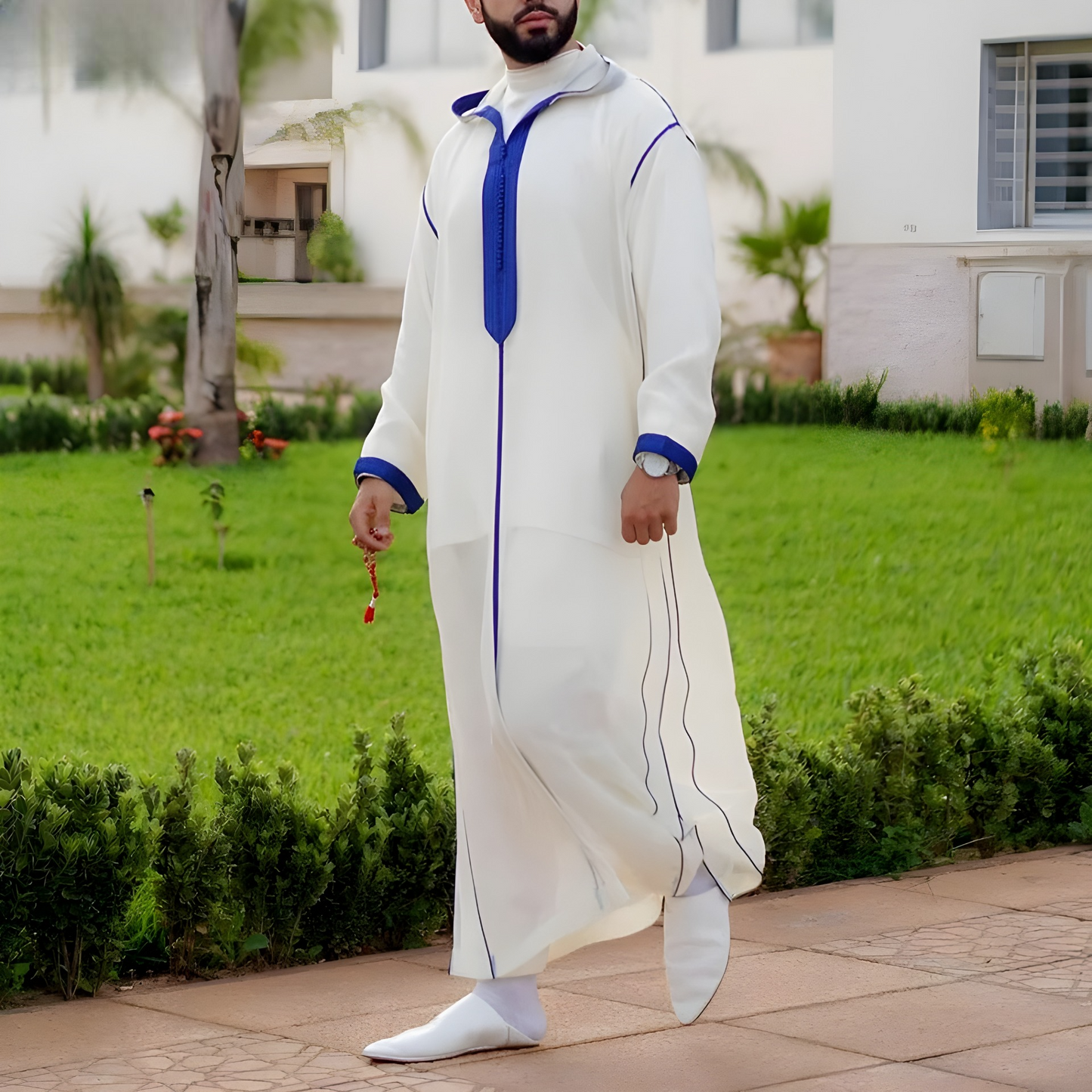 New 2023 Traditional Muslim Clothing Eid Middle East Jubba Thobe Men Thobe Arab Muslim Robes with Long Sleeves Gifts for Husband