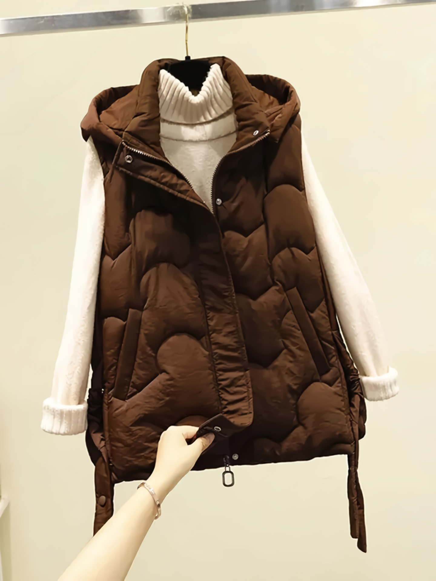 Womens Puffy Vest - Down Vest Jacket for Women Women's Slim Sleeveless Quilted Removable Hooded Winter Puffer Vest Coat