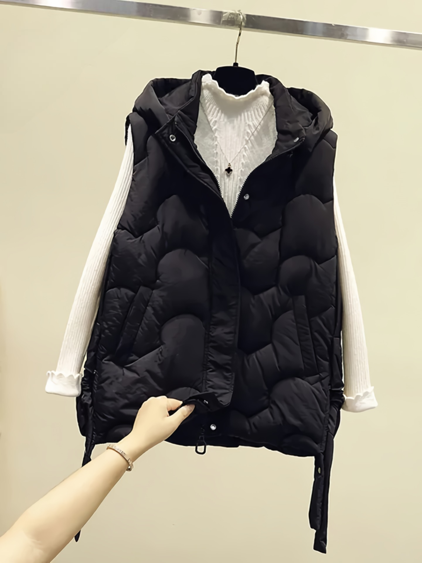 Womens Puffy Vest - Down Vest Jacket for Women Women's Slim Sleeveless Quilted Removable Hooded Winter Puffer Vest Coat