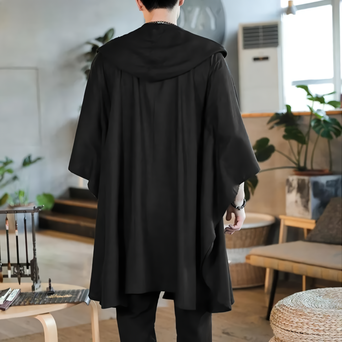 Alesyari Shop I Chinese Style Hooded Hoodie: New Men's Casual Loose Solid Cotton Linen Tops with Long Sleeves, Available in Sizes S-5XL