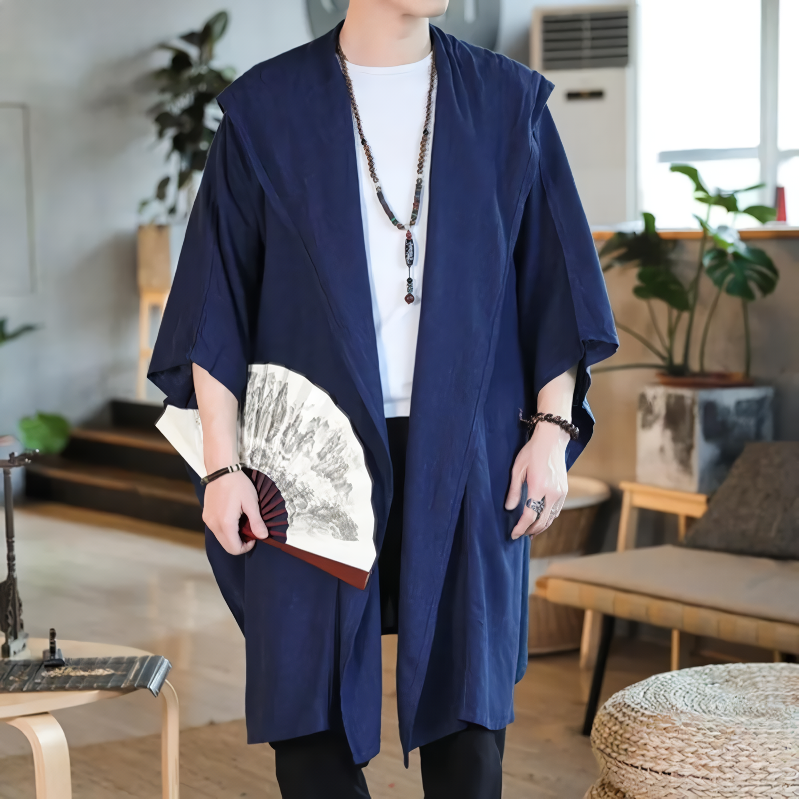 Alesyari Shop I Chinese Style Hooded Hoodie: New Men's Casual Loose Solid Cotton Linen Tops with Long Sleeves, Available in Sizes S-5XL