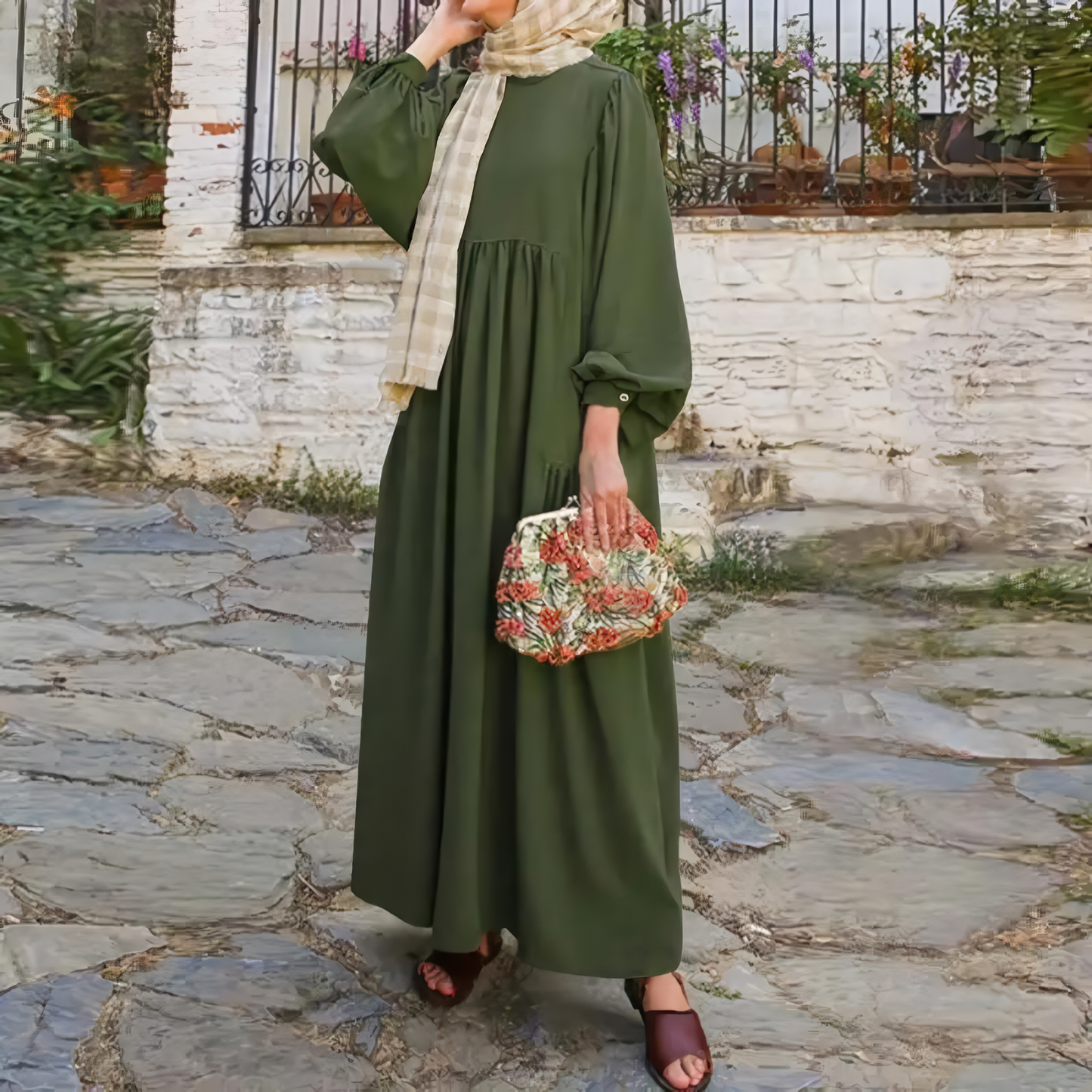 Alesyari Shop I Retro Abaya: Stylish Long Sleeve Muslim Dress