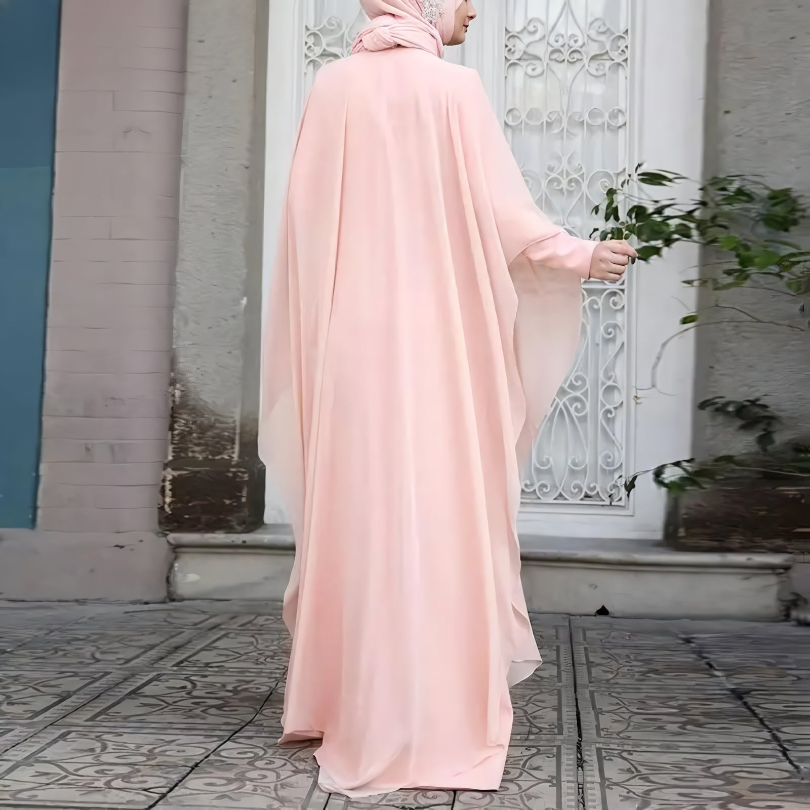 Alesyari Shop I Summer Long Dress: Muslim Abaya Kaftan Party Gown with 2-Piece Hijab for Ramadan