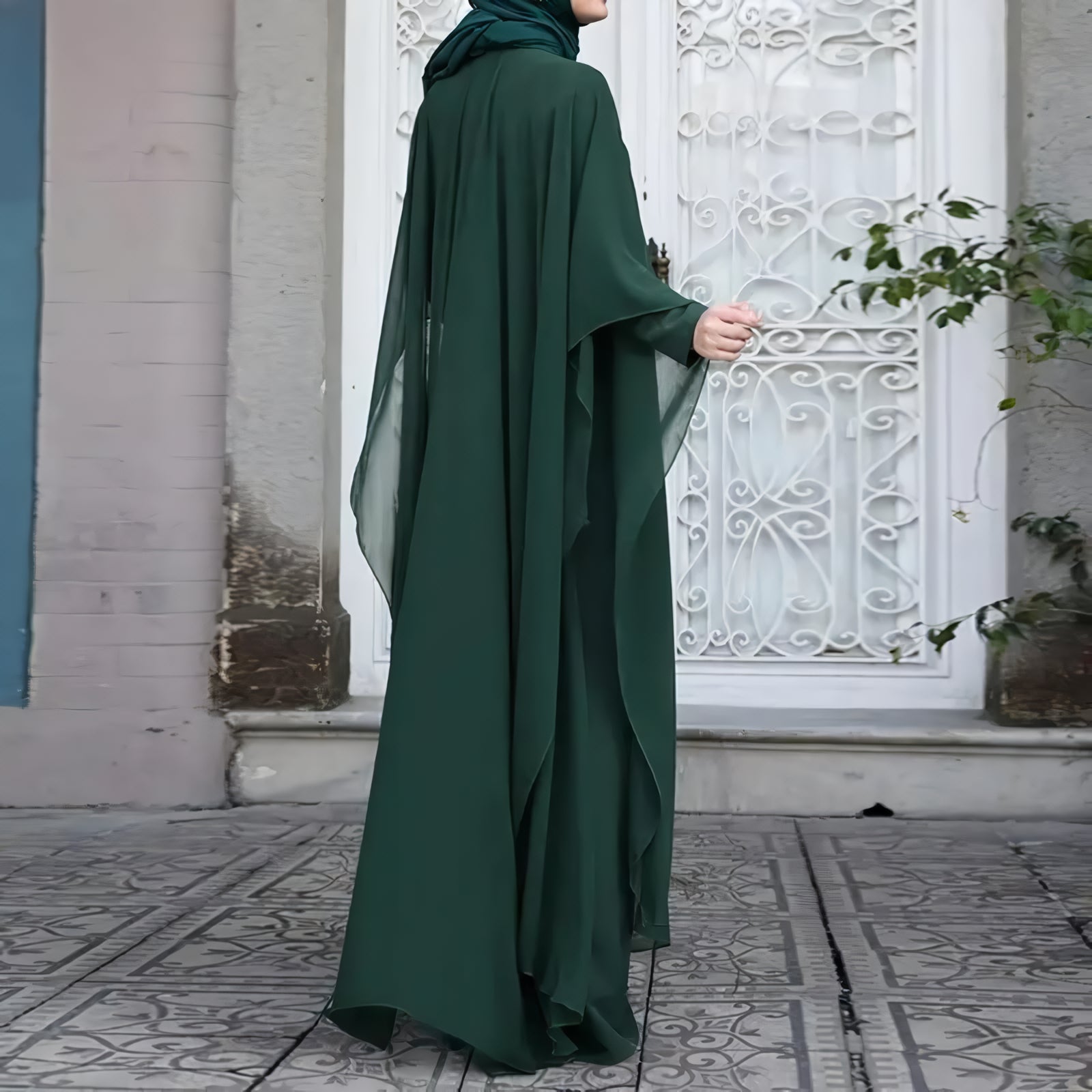 Alesyari Shop I Summer Long Dress: Muslim Abaya Kaftan Party Gown with 2-Piece Hijab for Ramadan