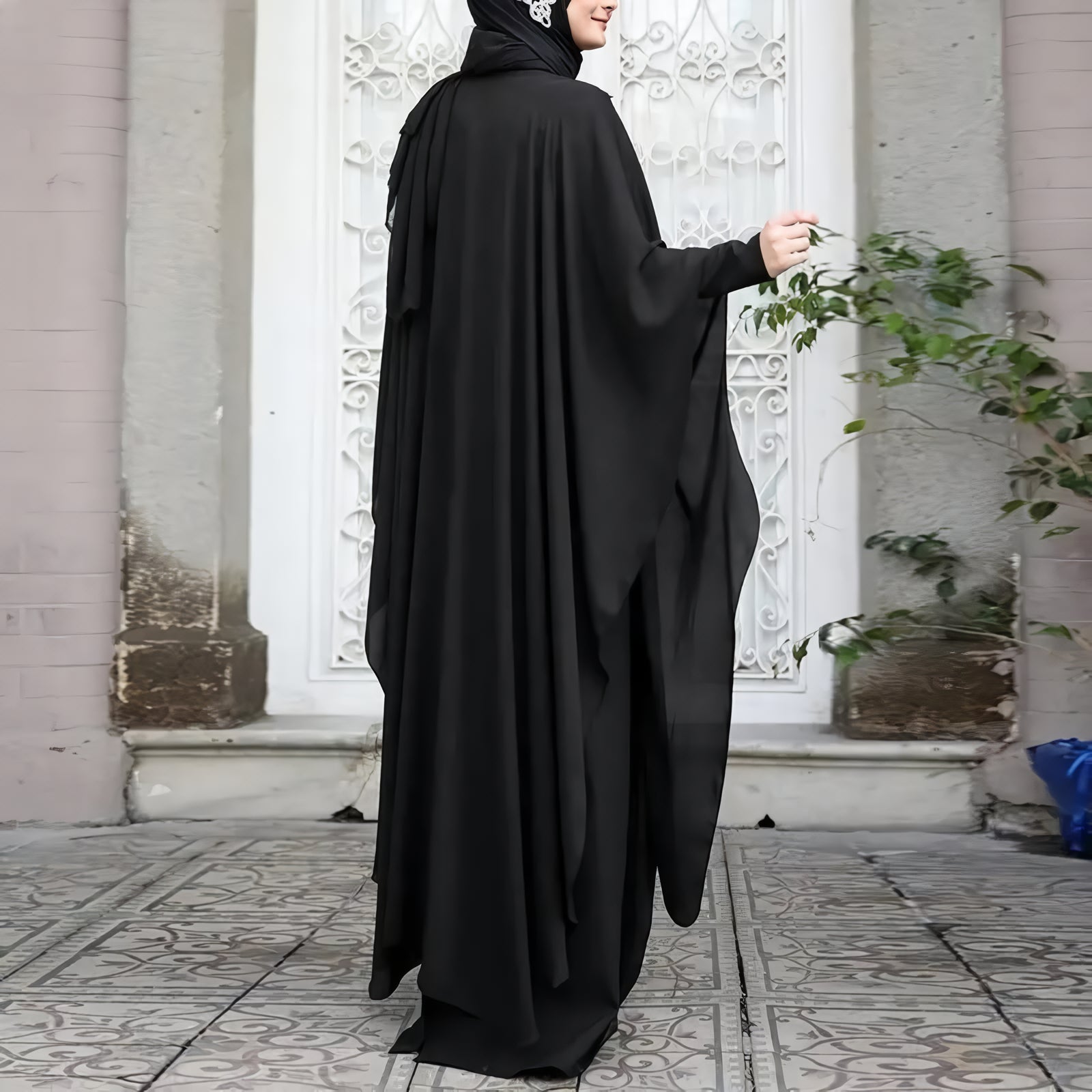 Alesyari Shop I Summer Long Dress: Muslim Abaya Kaftan Party Gown with 2-Piece Hijab for Ramadan