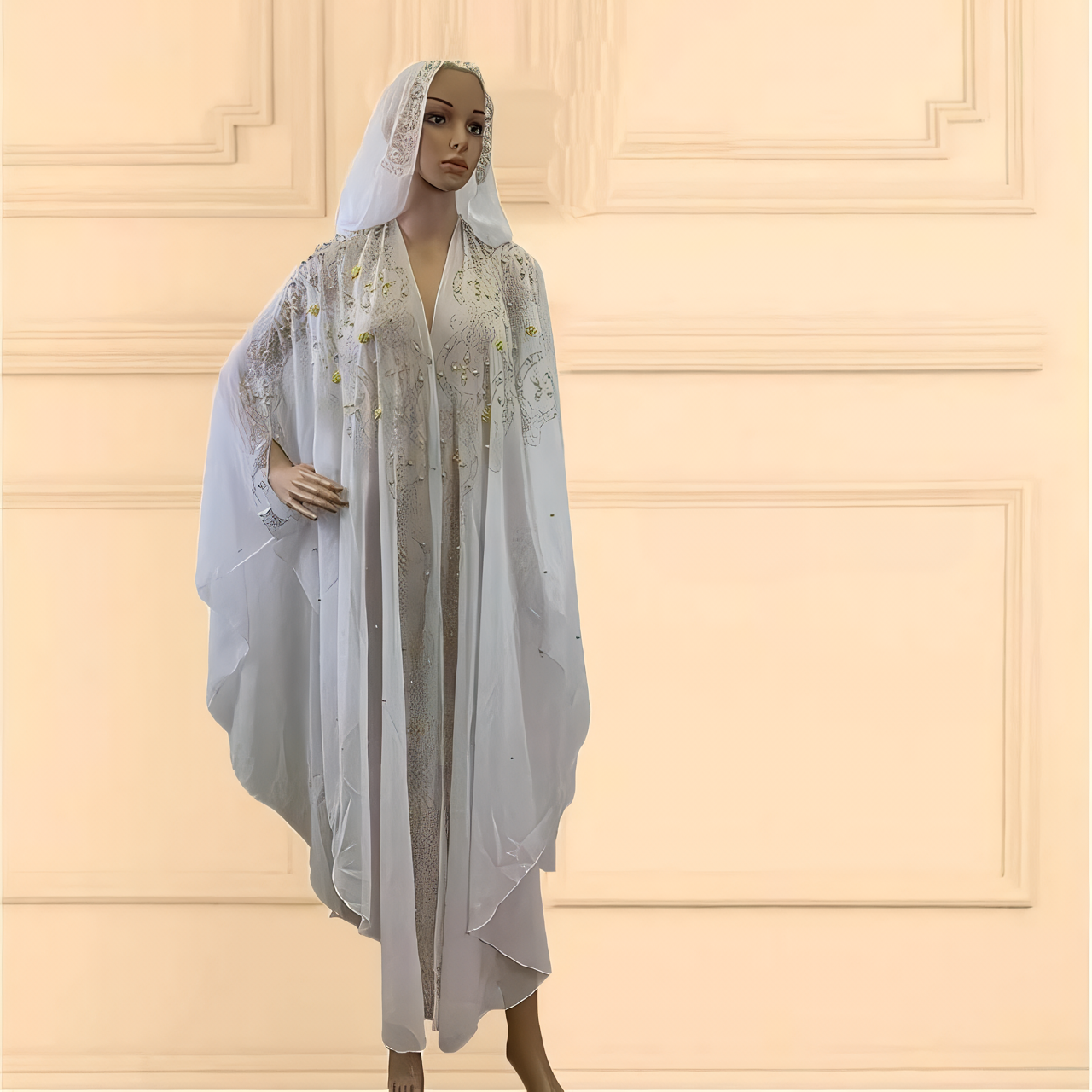 Alesyari Shop I New Trend: Beaded Chiffon Party Dress with Turkish Abaya Hijab – From Turkey to Africa, a Fashionable Muslim Open Kaftan Jubah