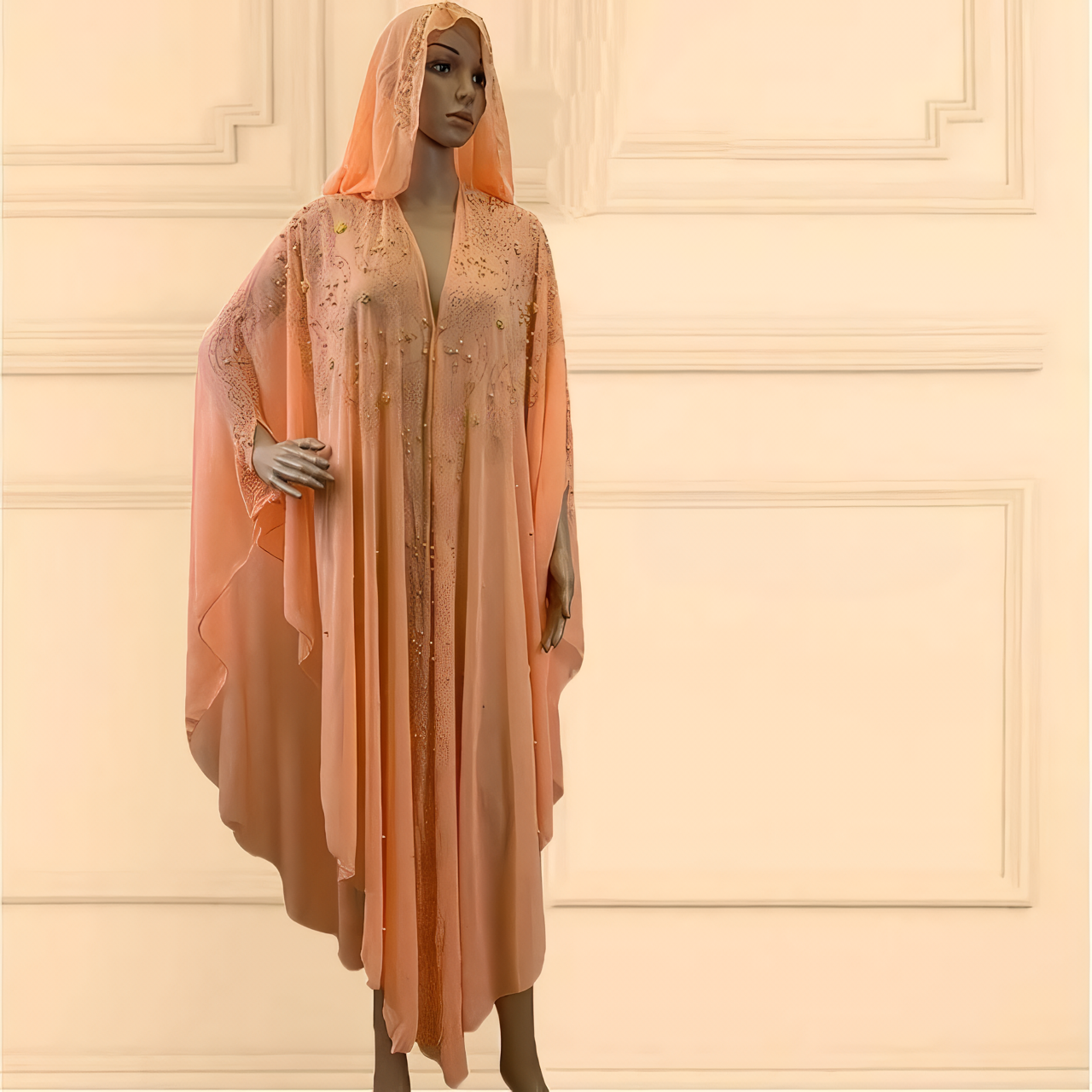 Alesyari Shop I New Trend: Beaded Chiffon Party Dress with Turkish Abaya Hijab – From Turkey to Africa, a Fashionable Muslim Open Kaftan Jubah