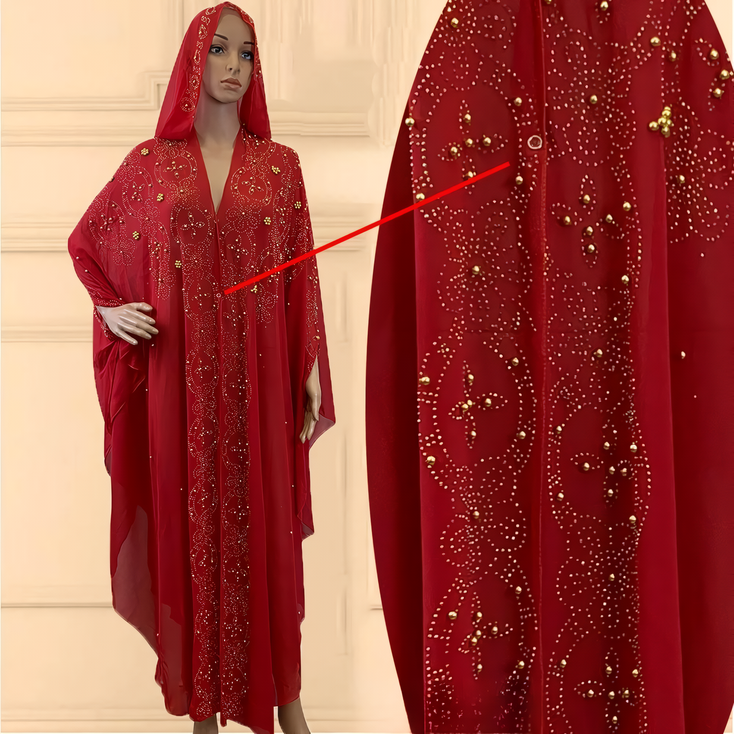 Alesyari Shop I New Trend: Beaded Chiffon Party Dress with Turkish Abaya Hijab – From Turkey to Africa, a Fashionable Muslim Open Kaftan Jubah