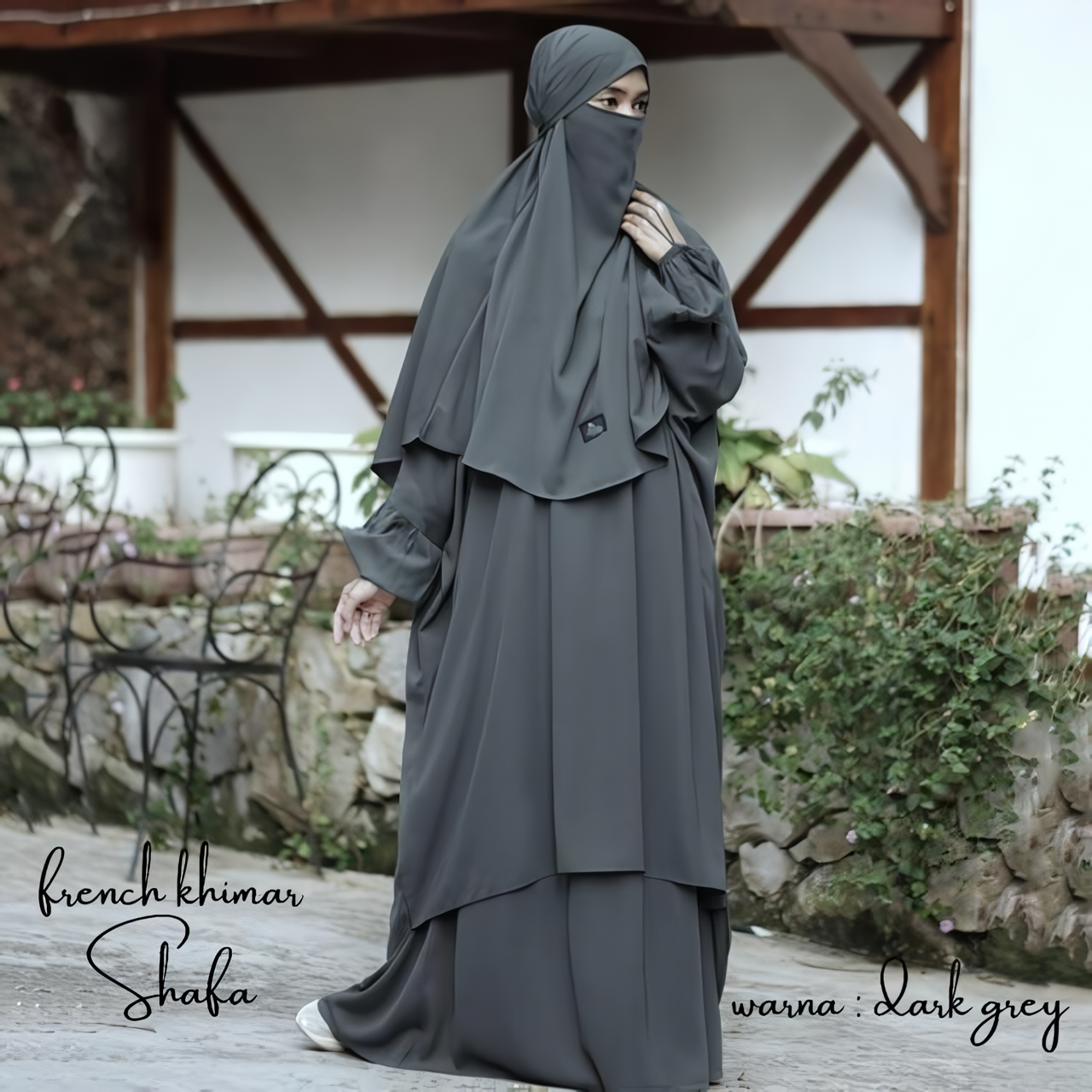 Alesyari Shop I Shafa Tunic with French Khimar, Long Skirt, Transformer Hijab, Instant Jilbab, and Optional Half Niqab Veil