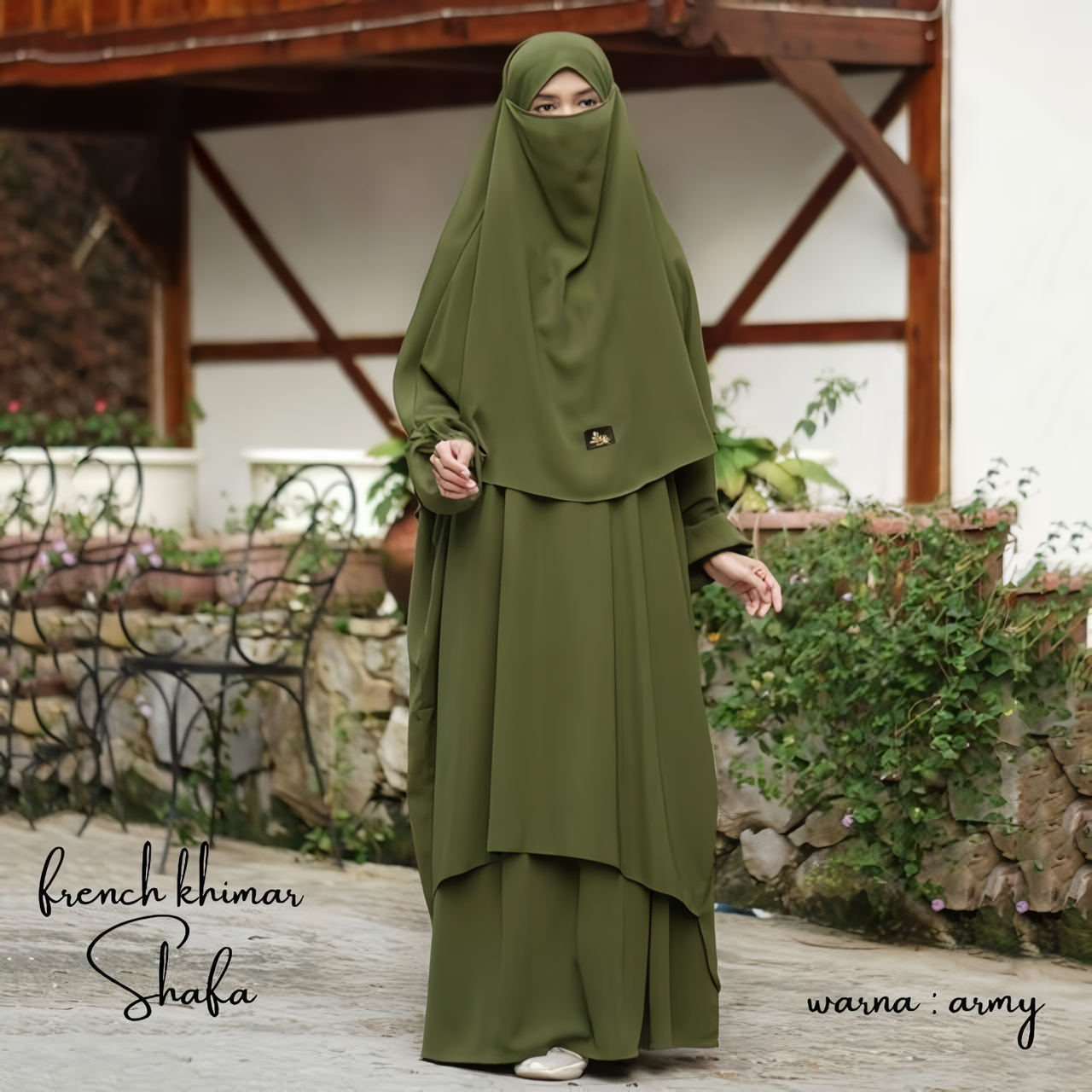 Alesyari Shop I Shafa Tunic with French Khimar, Long Skirt, Transformer Hijab, Instant Jilbab, and Optional Half Niqab Veil