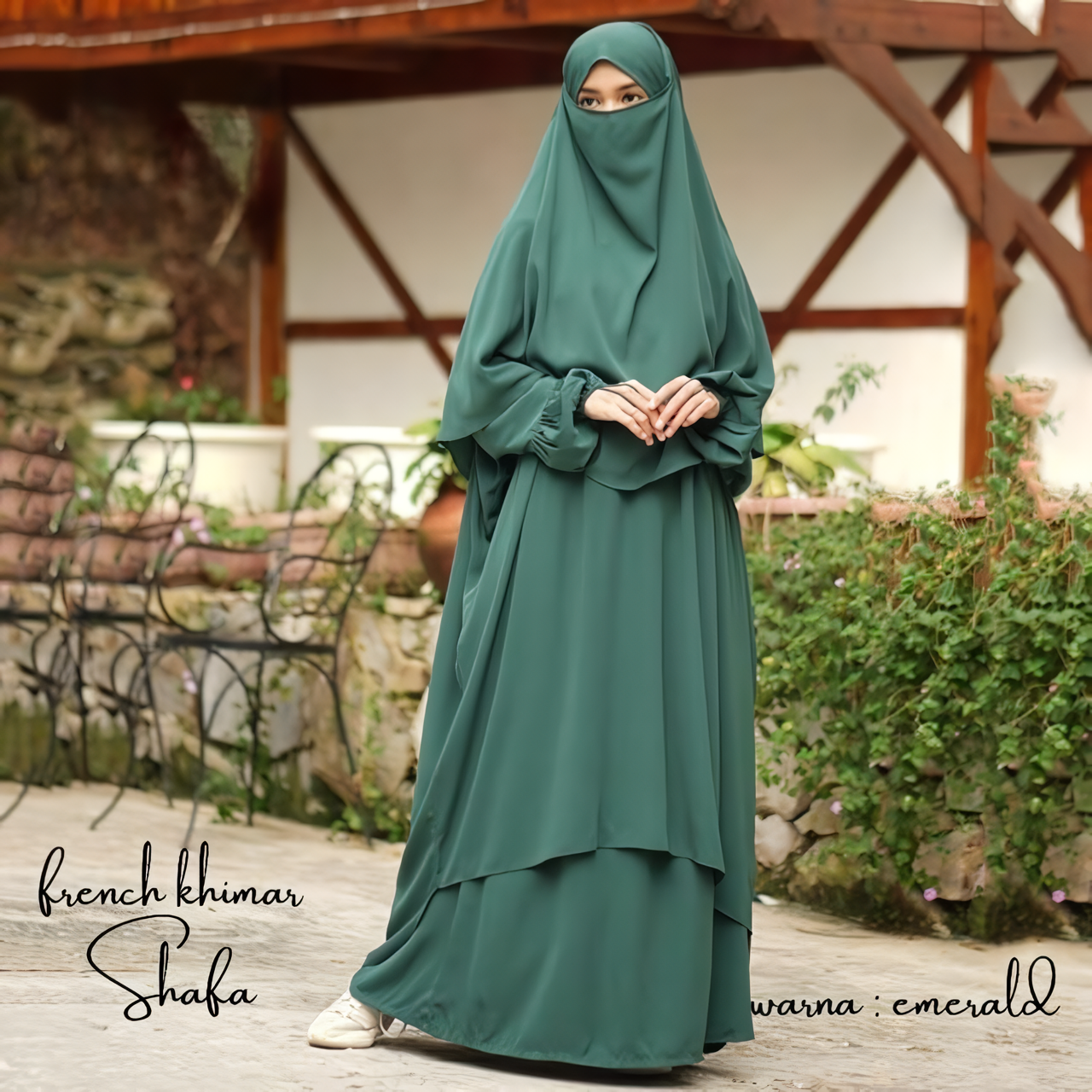 Alesyari Shop I Shafa Tunic with French Khimar, Long Skirt, Transformer Hijab, Instant Jilbab, and Optional Half Niqab Veil