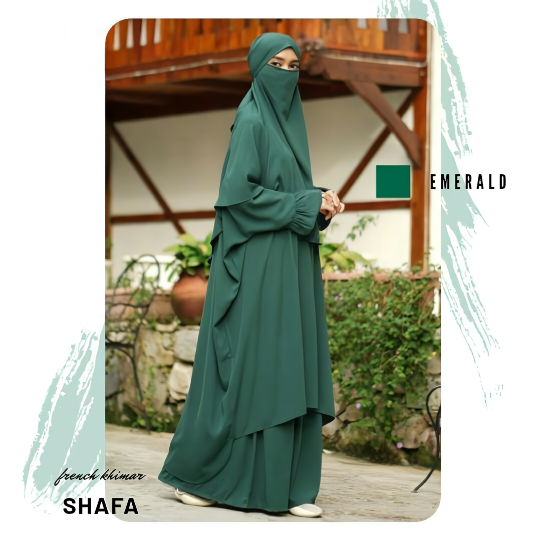 Alesyari Shop I Shafa Tunic with French Khimar, Long Skirt, Transformer Hijab, Instant Jilbab, and Optional Half Niqab Veil