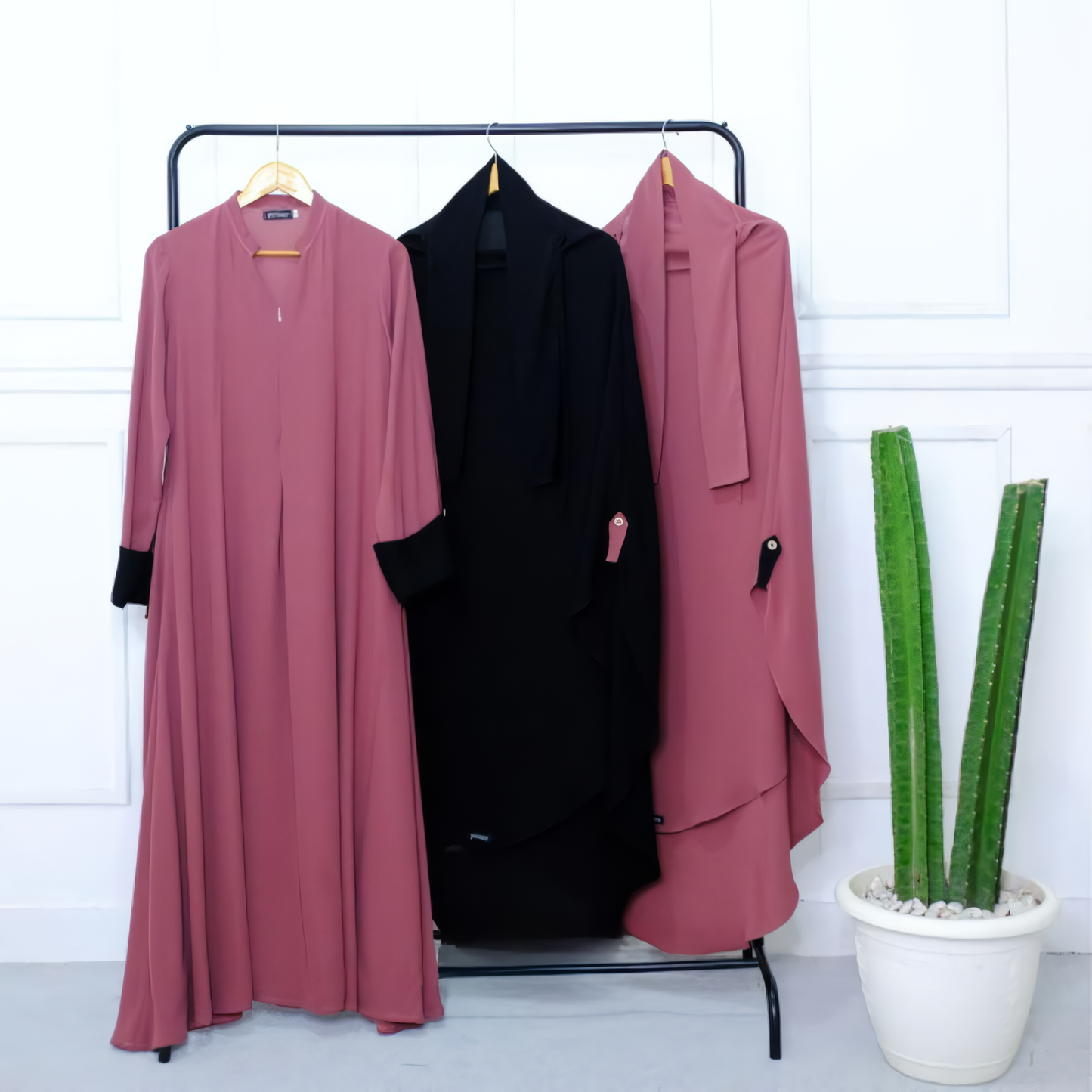 Alesyari Shop I Dark Olive Abaya Set: Perfect for Ramadan and Eid Fitr, Modest Design with Premium French Khimar