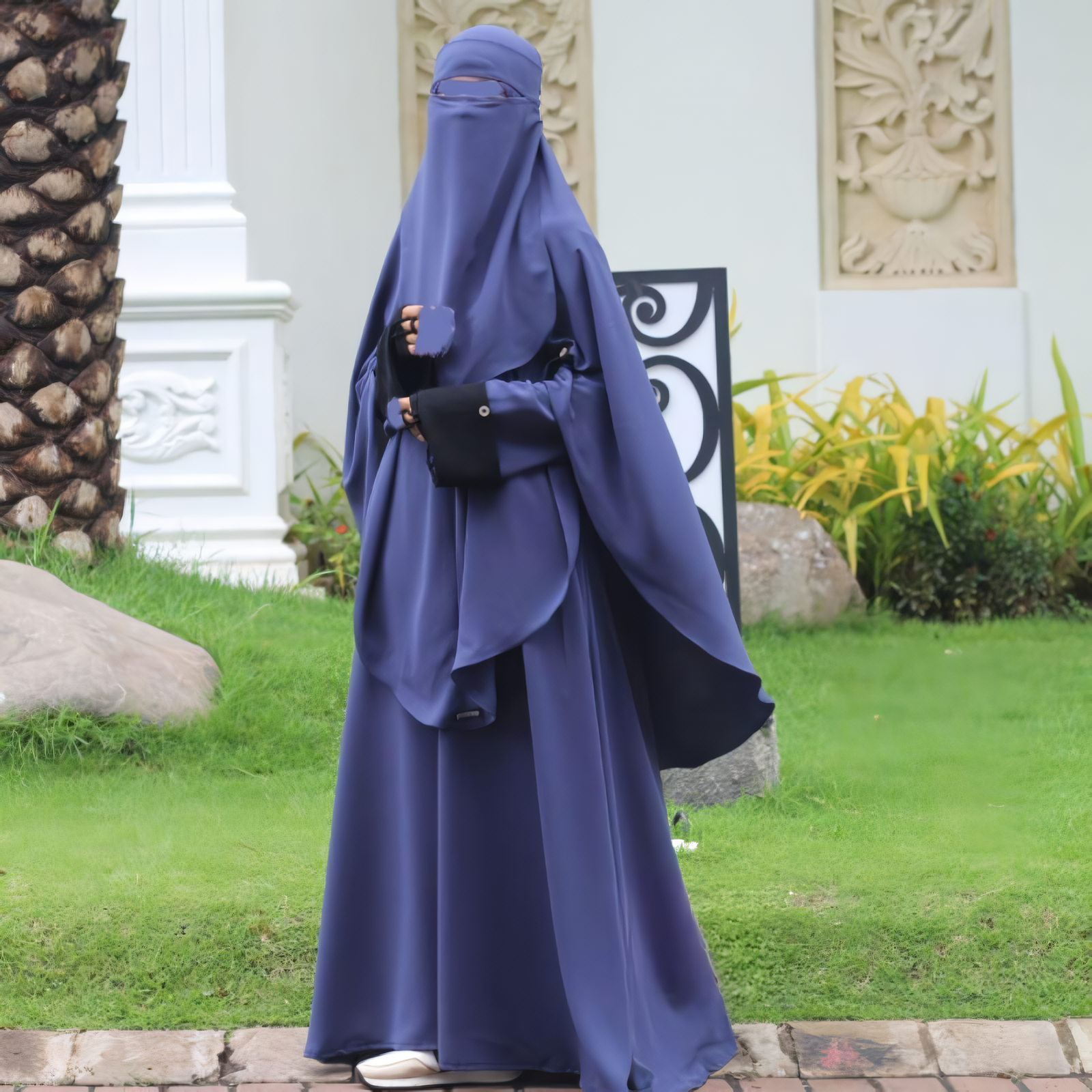 Alesyari Shop I Dark Olive Abaya Set: Perfect for Ramadan and Eid Fitr, Modest Design with Premium French Khimar