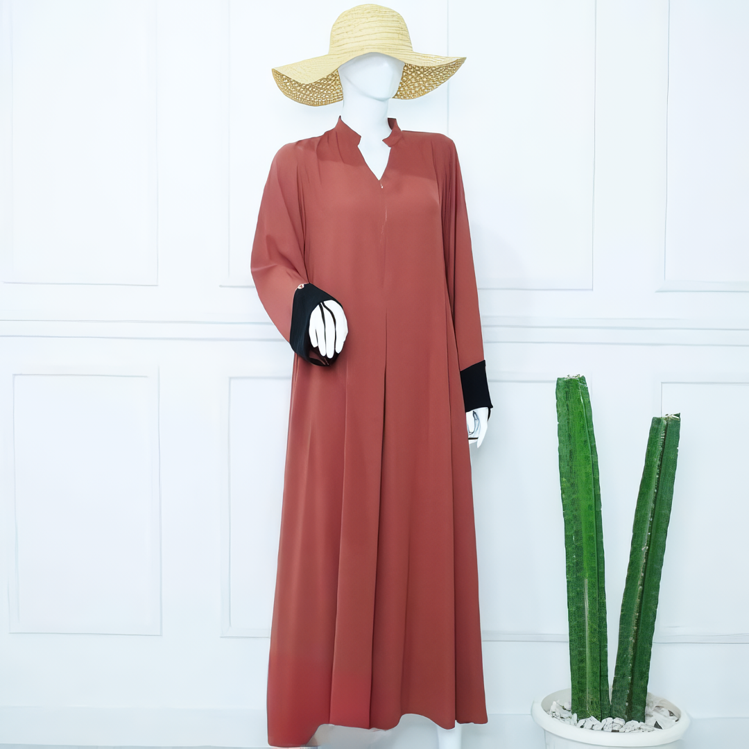 Alesyari Shop I Cinnamon Abaya Set: Perfect for Ramadan and Eid Fitr, Modest Design with Premium French Khimar