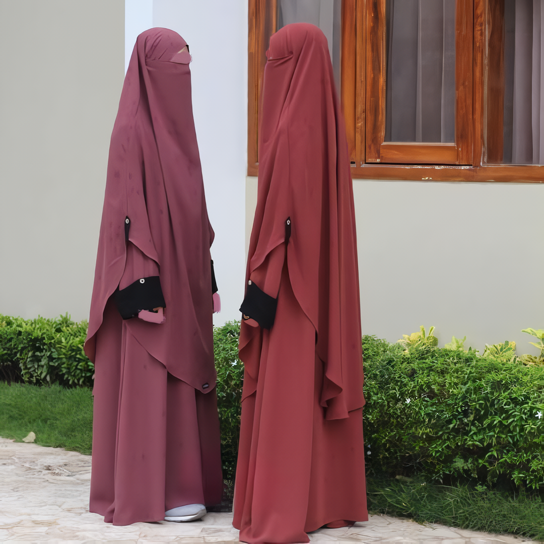 Alesyari Shop I Cinnamon Abaya Set: Perfect for Ramadan and Eid Fitr, Modest Design with Premium French Khimar