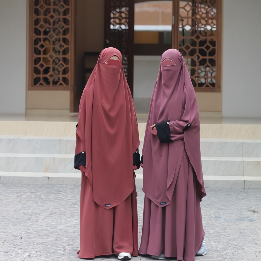 Alesyari Shop I Cinnamon Abaya Set: Perfect for Ramadan and Eid Fitr, Modest Design with Premium French Khimar