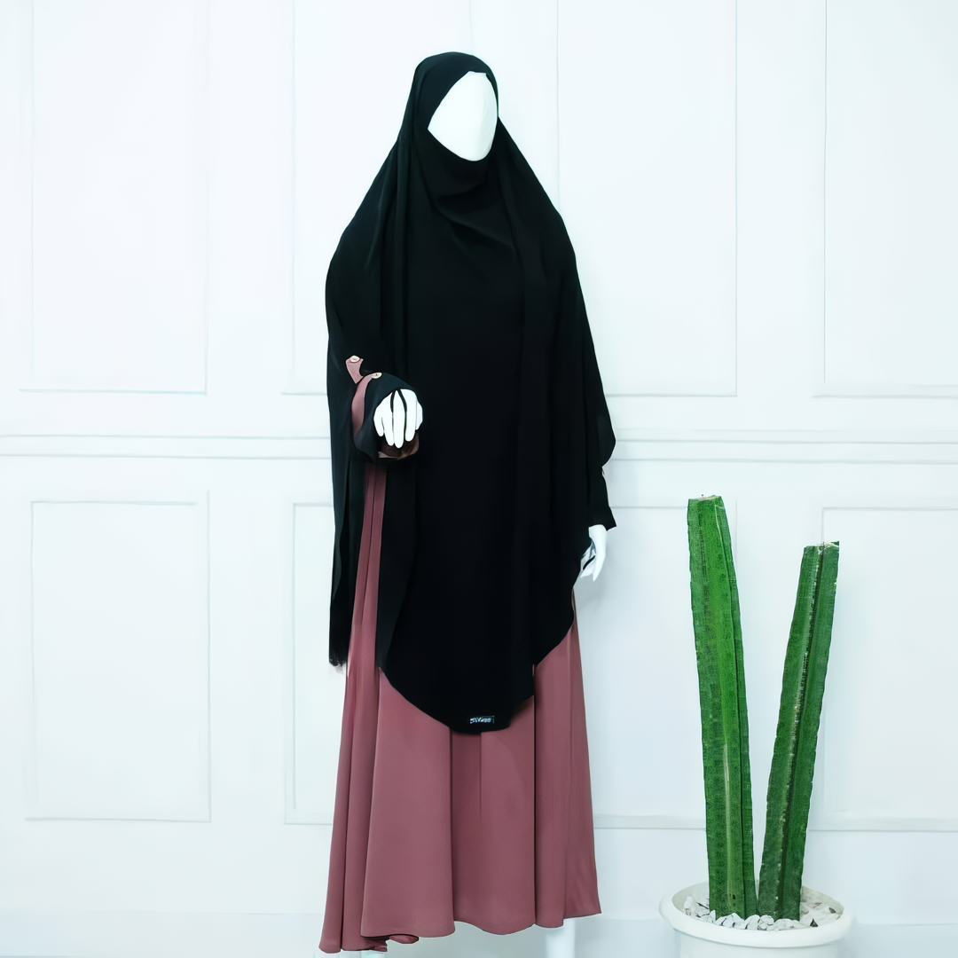 Alesyari Shop I Deco Rose Abaya Set: Perfect for Ramadan and Eid Fitr, Modest Design with Premium French Khimar