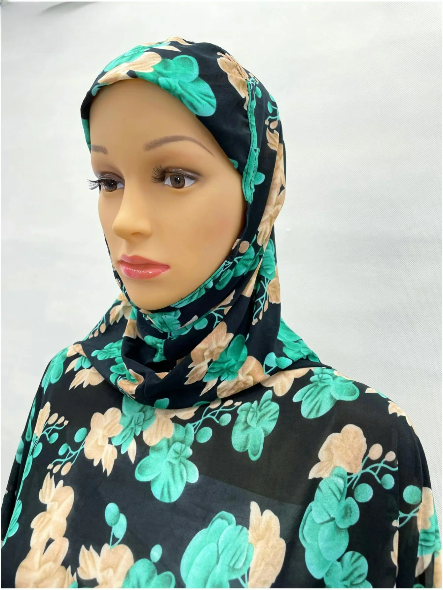 Alesyari Shop I Muslim Women's Ramadan Abaya Dress with Floral Pattern, Islamic Prayer Attire, Plus Size Long Jubah, African Saudi Style