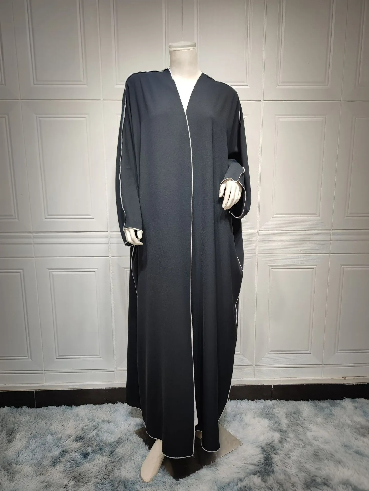 Alesyari Shop I Fashion Plus Size Innerwear S-XL with Belt Muslim Dress Djelulang Dubai Full-Length Abaya Dubai Turkish Muslim Islam