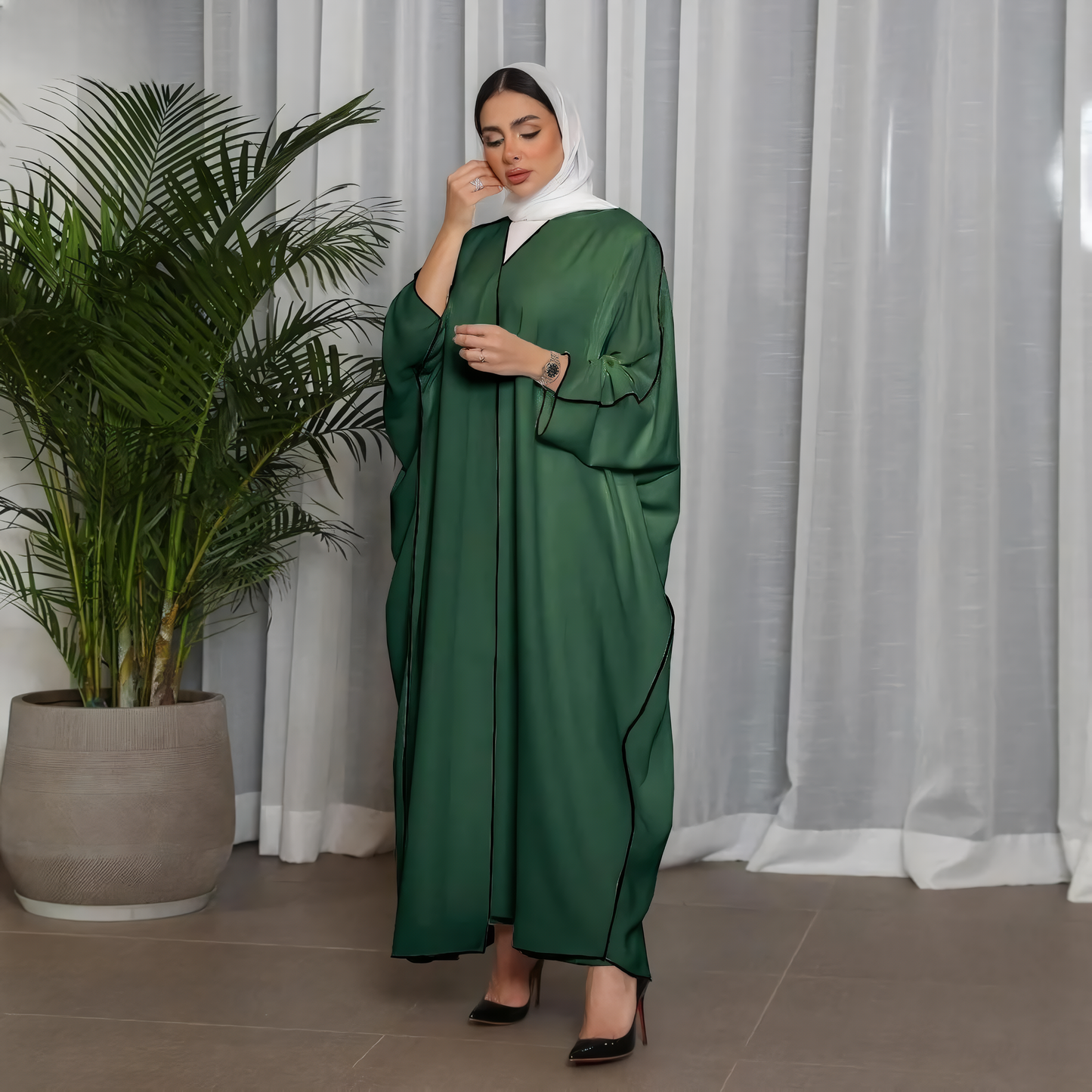 Alesyari Shop I Fashion Plus Size Innerwear S-XL with Belt Muslim Dress Djelulang Dubai Full-Length Abaya Dubai Turkish Muslim Islam