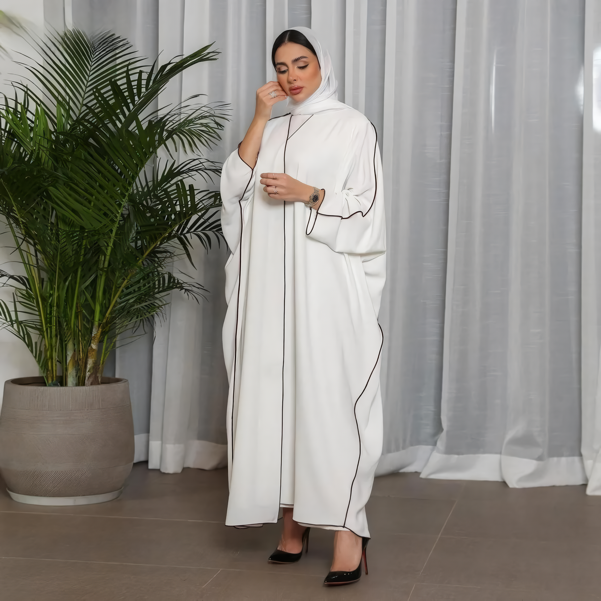 Alesyari Shop I Fashion Plus Size Innerwear S-XL with Belt Muslim Dress Djelulang Dubai Full-Length Abaya Dubai Turkish Muslim Islam