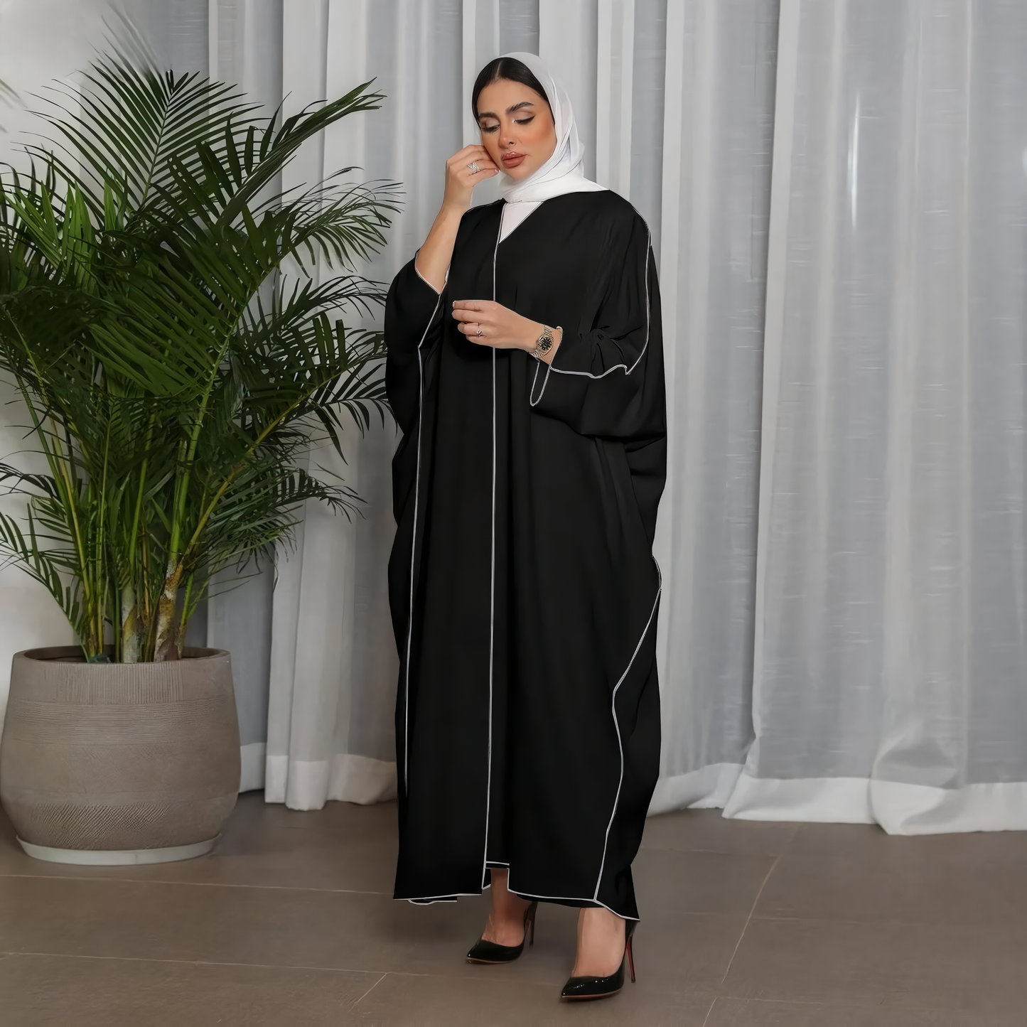 Alesyari Shop I Fashion Plus Size Innerwear S-XL with Belt Muslim Dress Djelulang Dubai Full-Length Abaya Dubai Turkish Muslim Islam